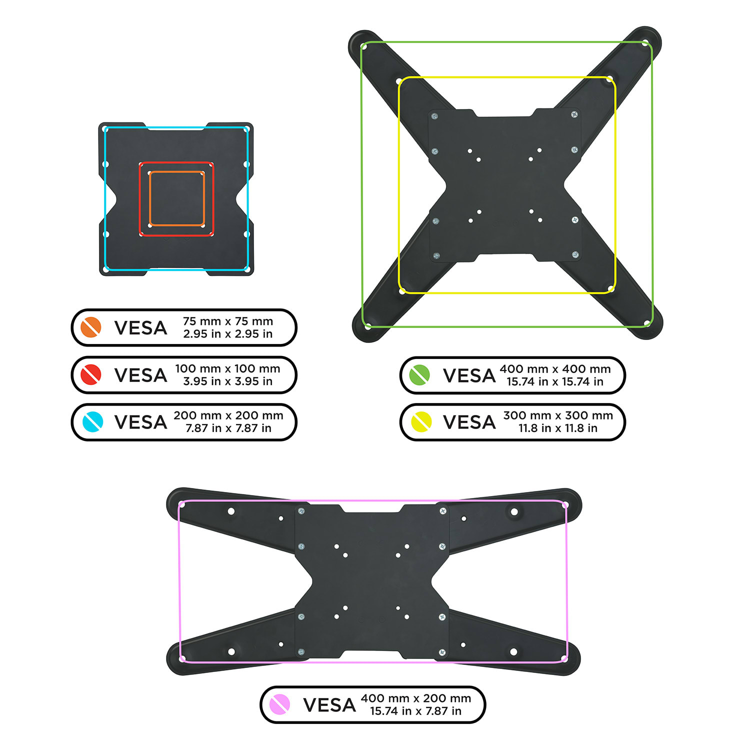 Mount-It! MI-442 Height-Adjustable TV Wall Mount, 15inH x 18inW x 3-13/16inD, Black - Image 4