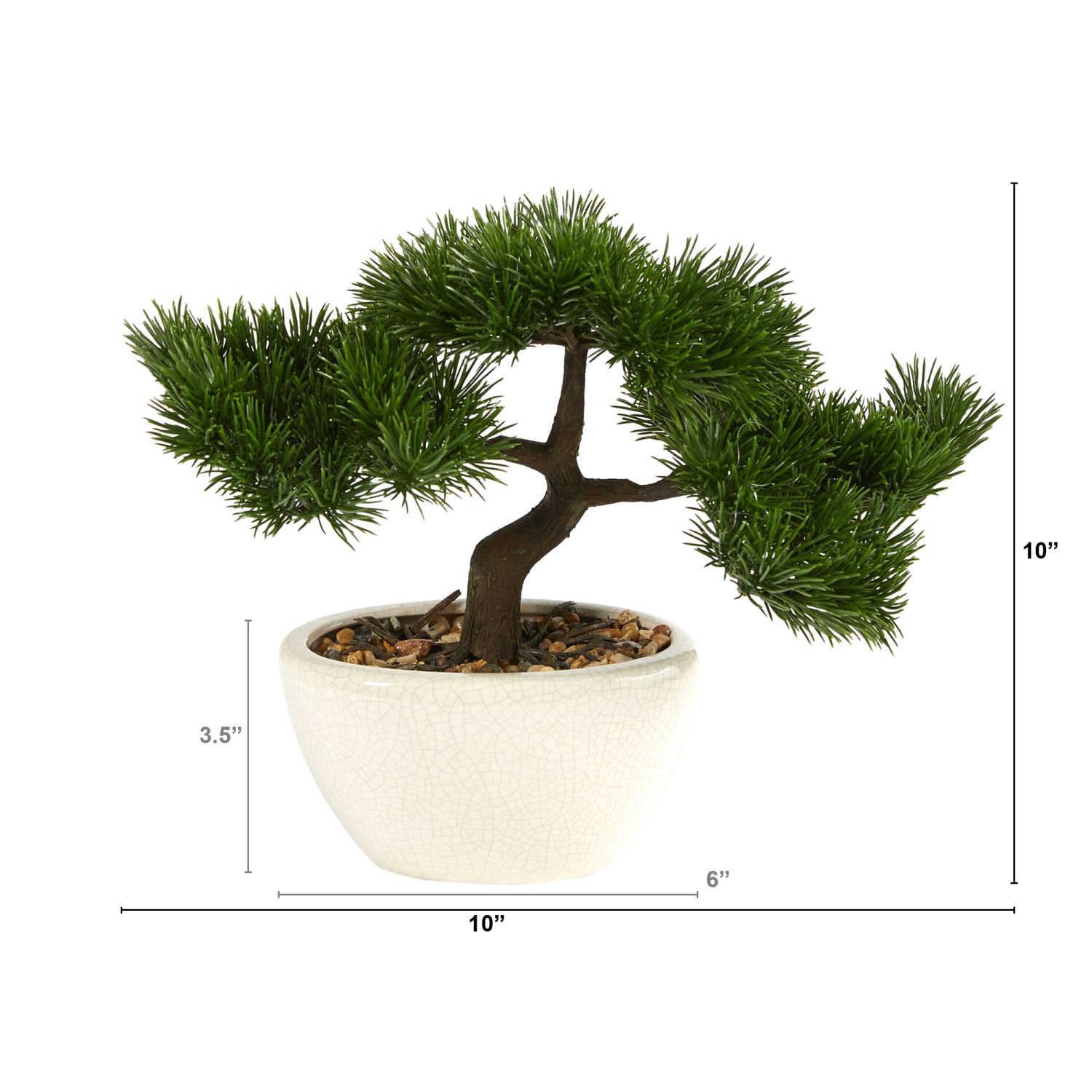 Nearly Natural Cedar Bonsai 10inH Artificial Tree With Decorative Planter, 10inH x 10inW x 5inD, Green/Black - Image 3