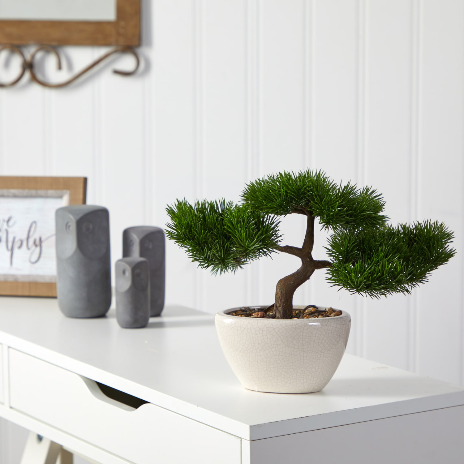 Nearly Natural Cedar Bonsai 10inH Artificial Tree With Decorative Planter, 10inH x 10inW x 5inD, Green/Black - Image 4