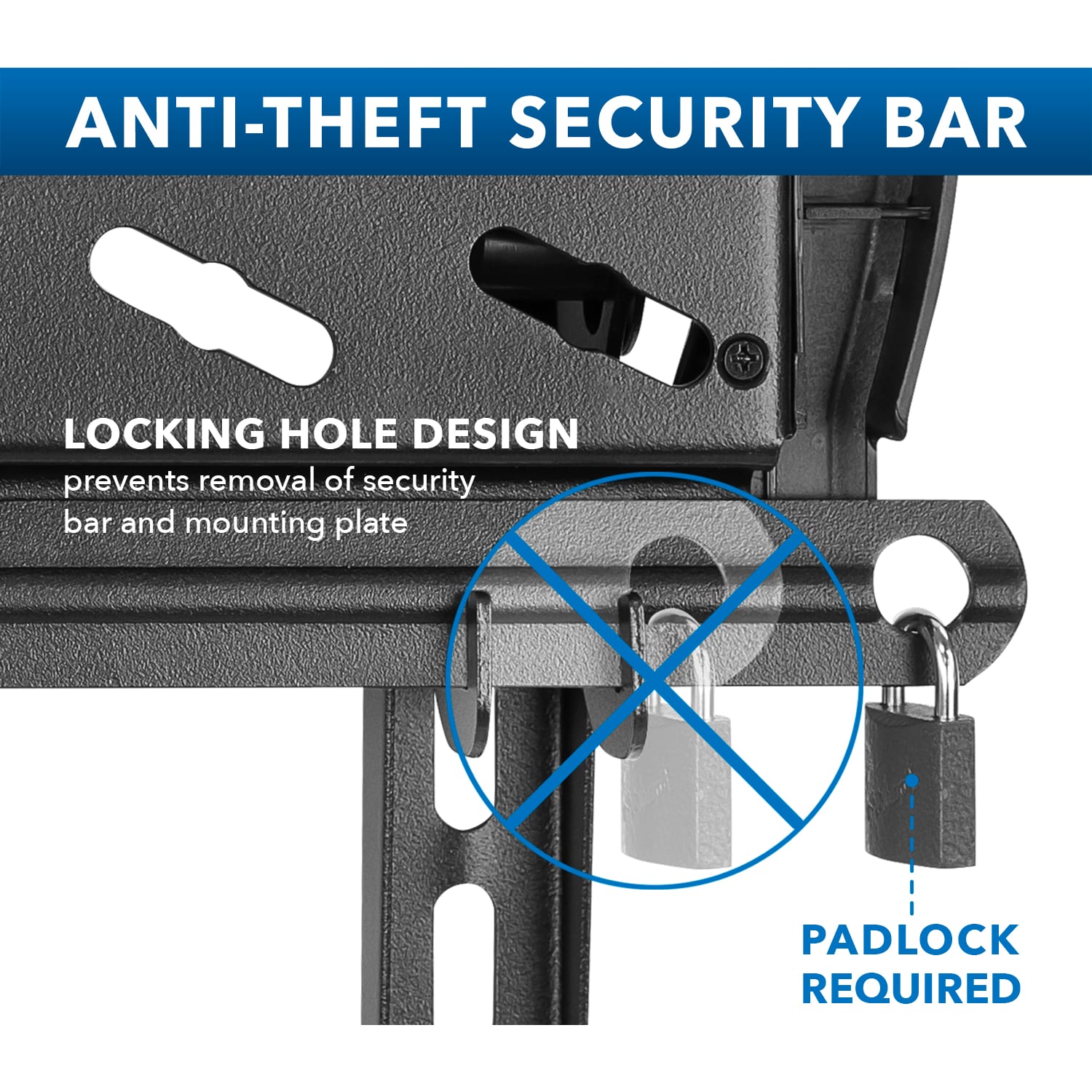 Mount-It! MI-2244T Lockable Anti-Theft TV Wall Mount, 7inH x 21inW x 2inD, Black - Image 6