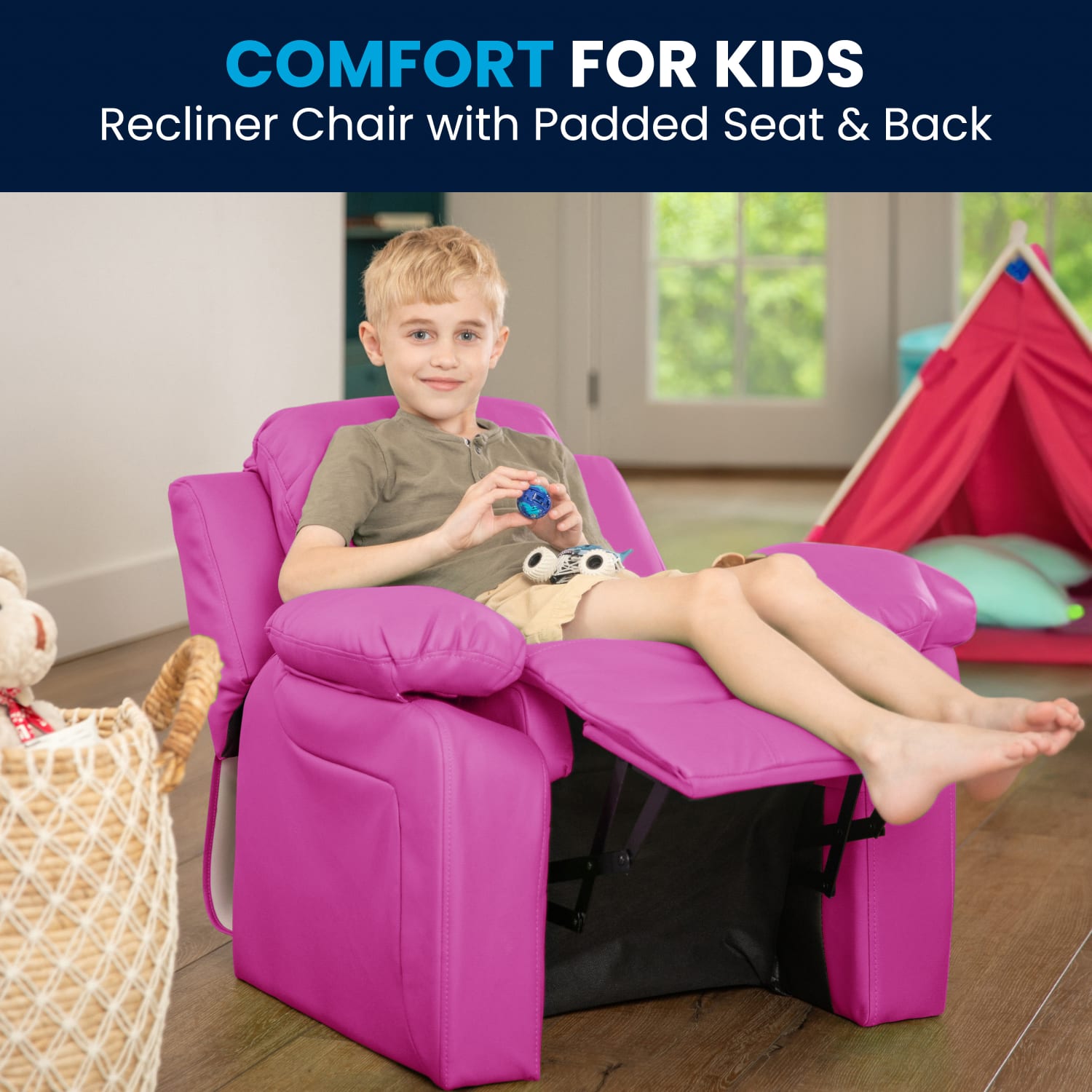 Flash Furniture Deluxe Padded Contemporary Vinyl Kids Recliner Accent Chair With Storage Arms Hot Pink PopularChairscom Flash Furniture Deluxe Padded Contemporary Vinyl Kids Recliner Accent Chair With Storage Arms Hot Pink PopularChairscom