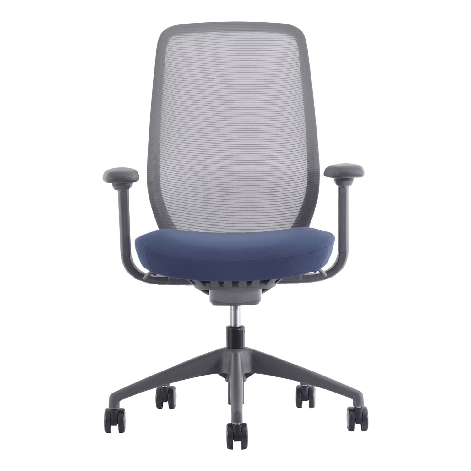 WorkPro 6000 Series Multifunction Ergonomic Mesh/Fabric High-Back Executive Chair, Gray Frame/Blue Seat, BIFMA Compliant - Image 3