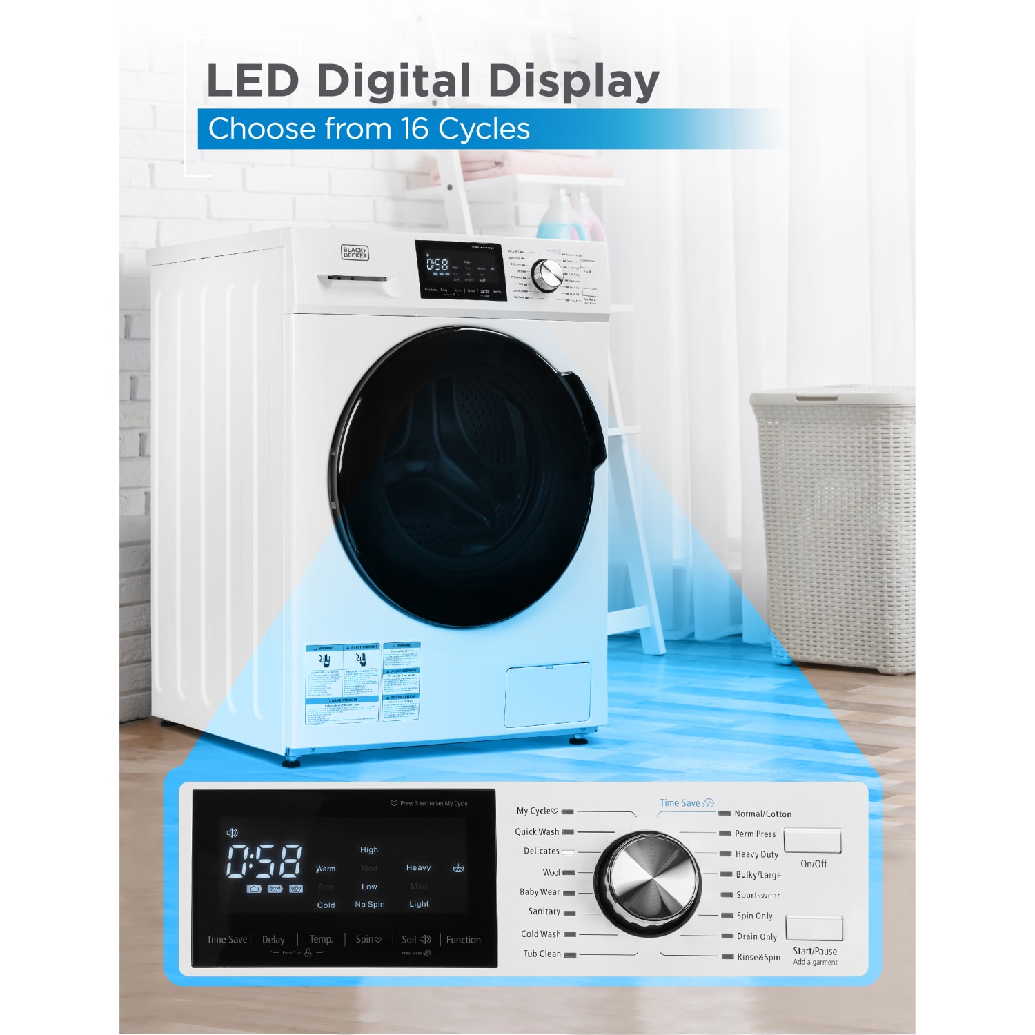 Black+Decker Front Load Washer, 2.7 Cu. Ft., White - Image 3