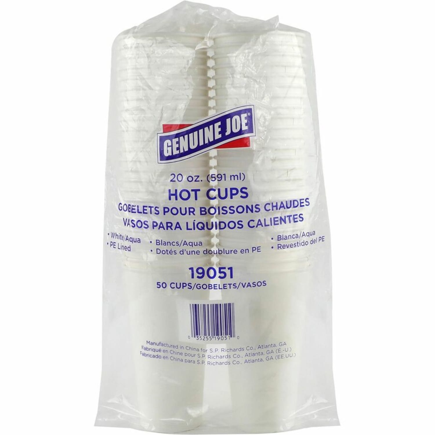 Genuine Joe 20 oz Disposable Hot Cups - 20 fl oz - White - Polyurethane - Coffee, Hot Drink, Picnic, Company, Tea, Hot Chocolate, Beverage - 50/Pack - 50 / Pack - Image 4