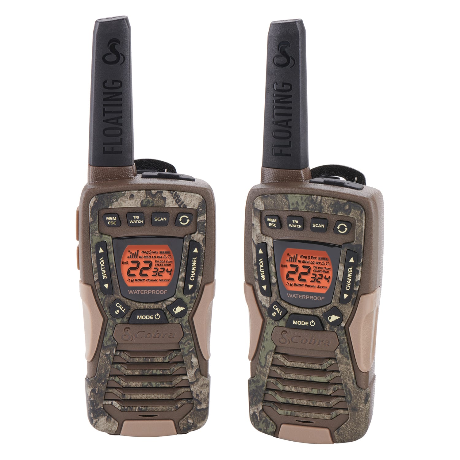 Cobra Floating Waterproof 37-Mile-Range 2-Way Radios, Camouflage, 2-Pack, ACXT1035R FLT