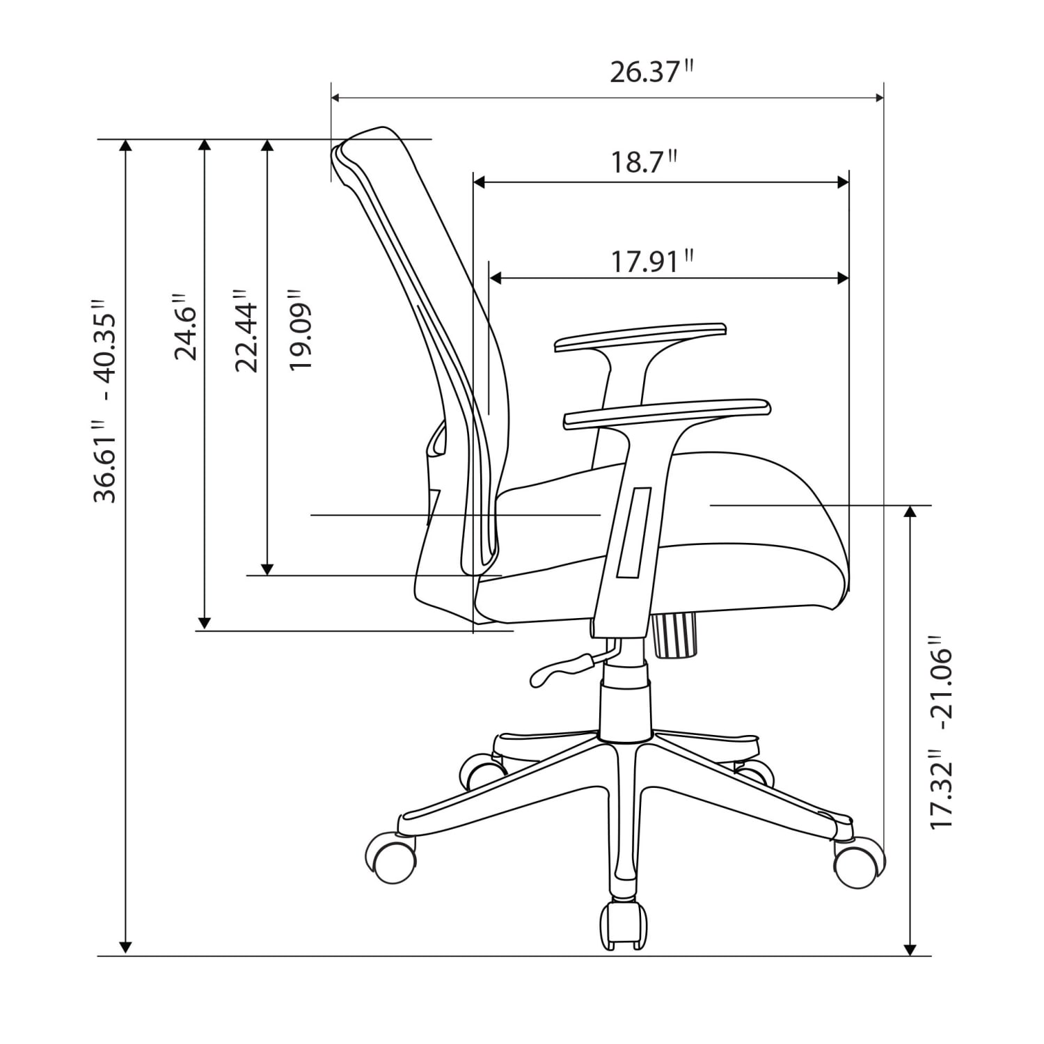 Realspace Radley Mesh/Fabric Mid-Back Task Office Chair, Rich Blue, BIFMA Compliant - Image 7