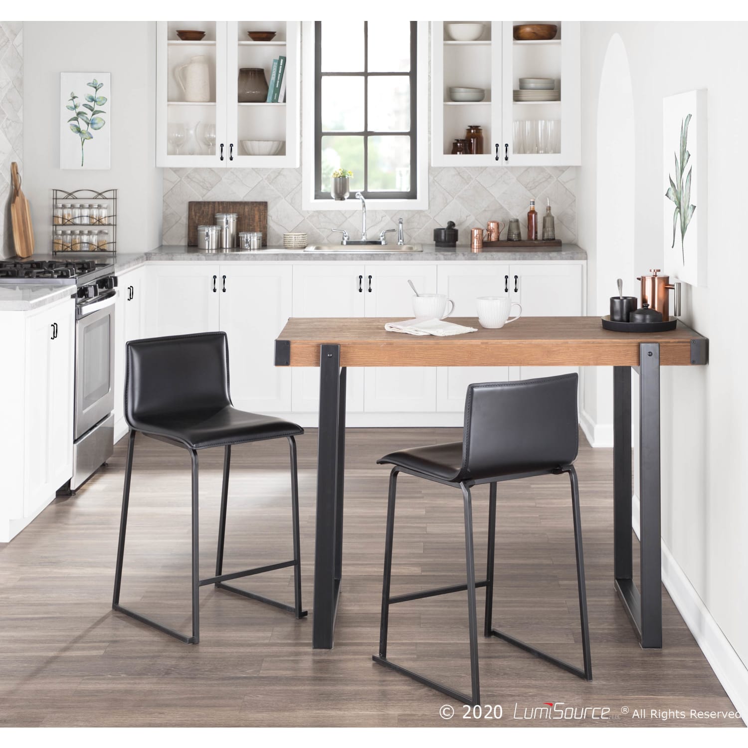 LumiSource Mara Counter Stools, Black, Set Of 2 Stools - Image 4