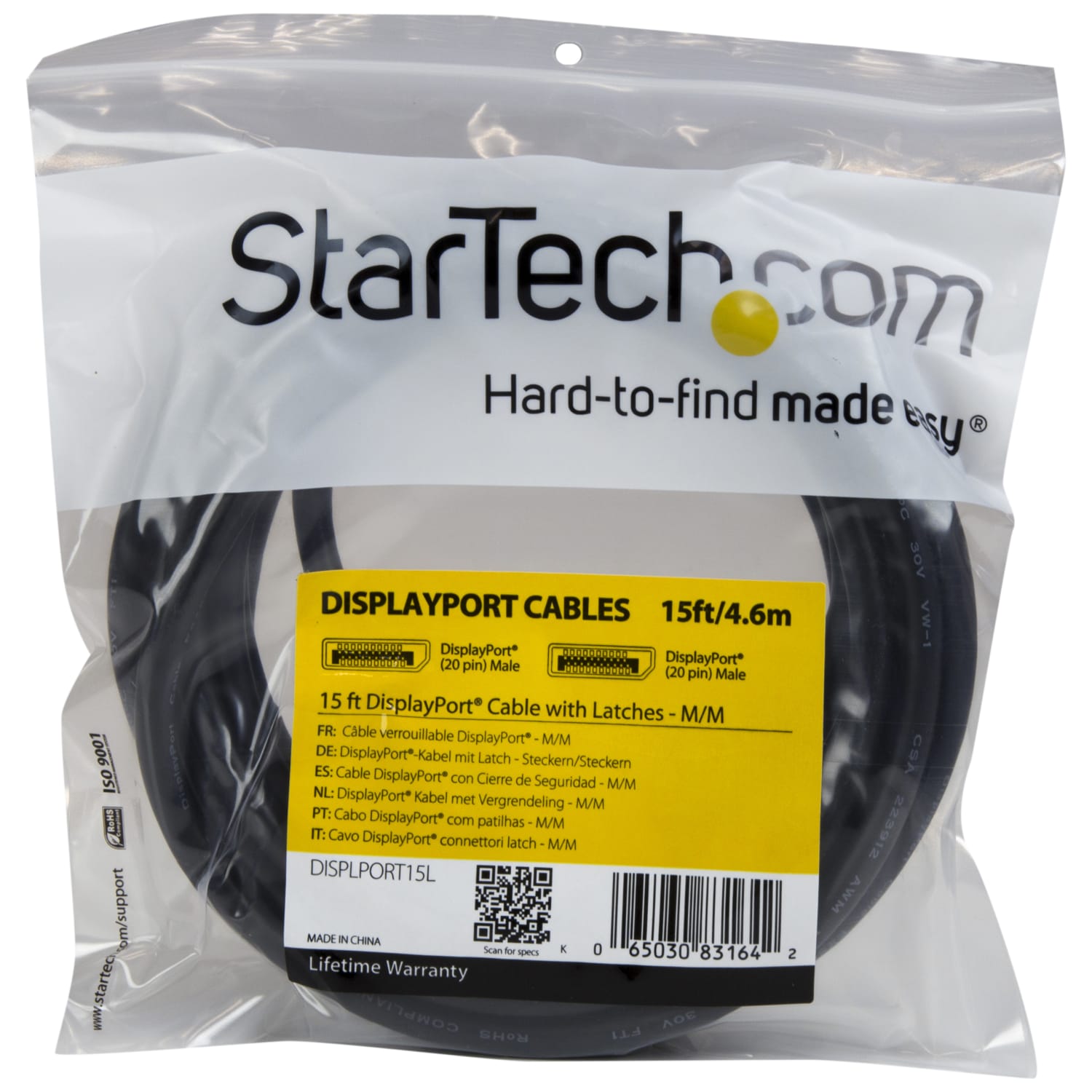 StarTech.com Long DisplayPort 1.2 Cable With Latches, 15ft - Image 4