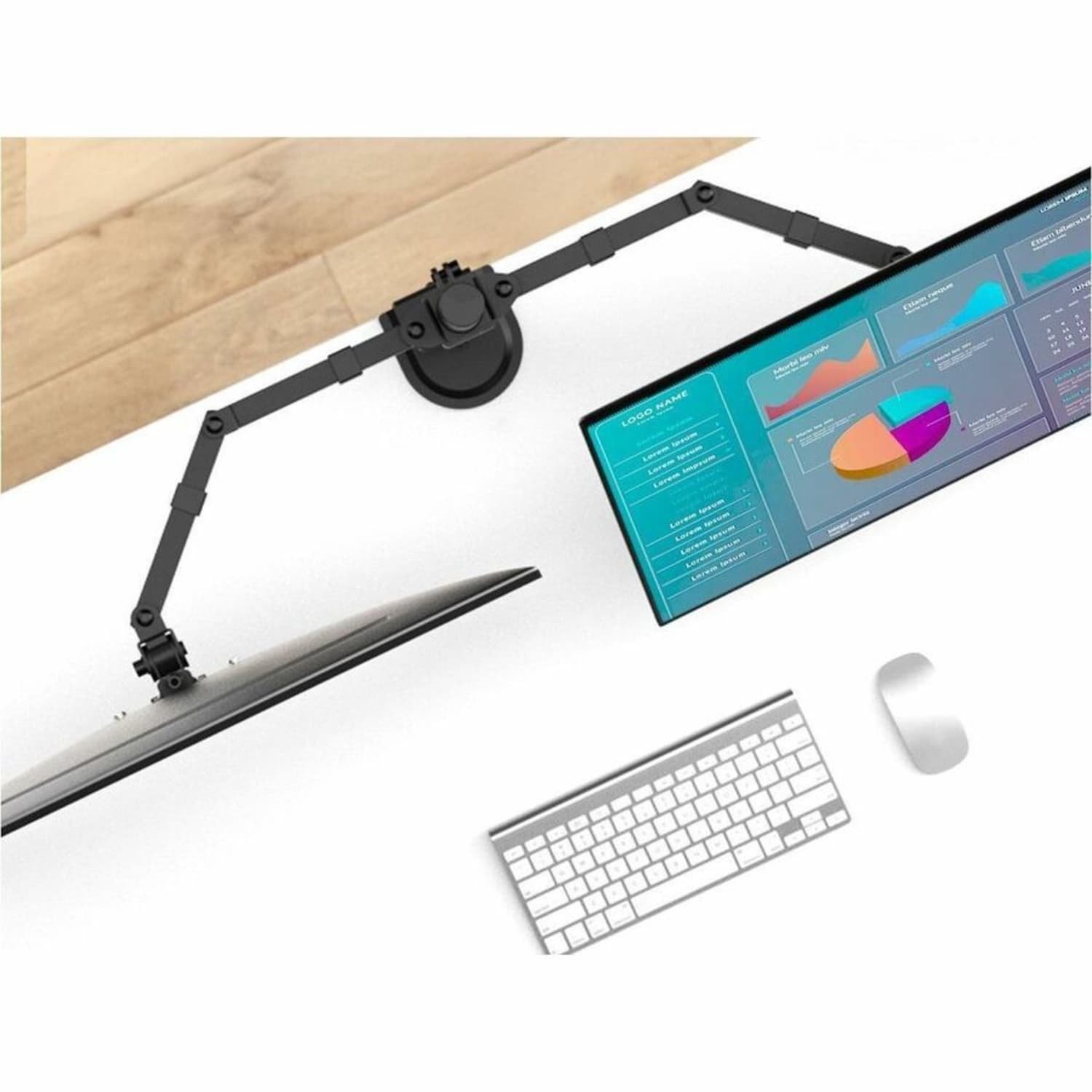 SIIG Articulating Dual Monitor Desk Mount - 13in to 27in - Adjustable - 2 Display(s) Supported - 13in to 27in Screen Support - CEMT0Q11S1 - Image 6
