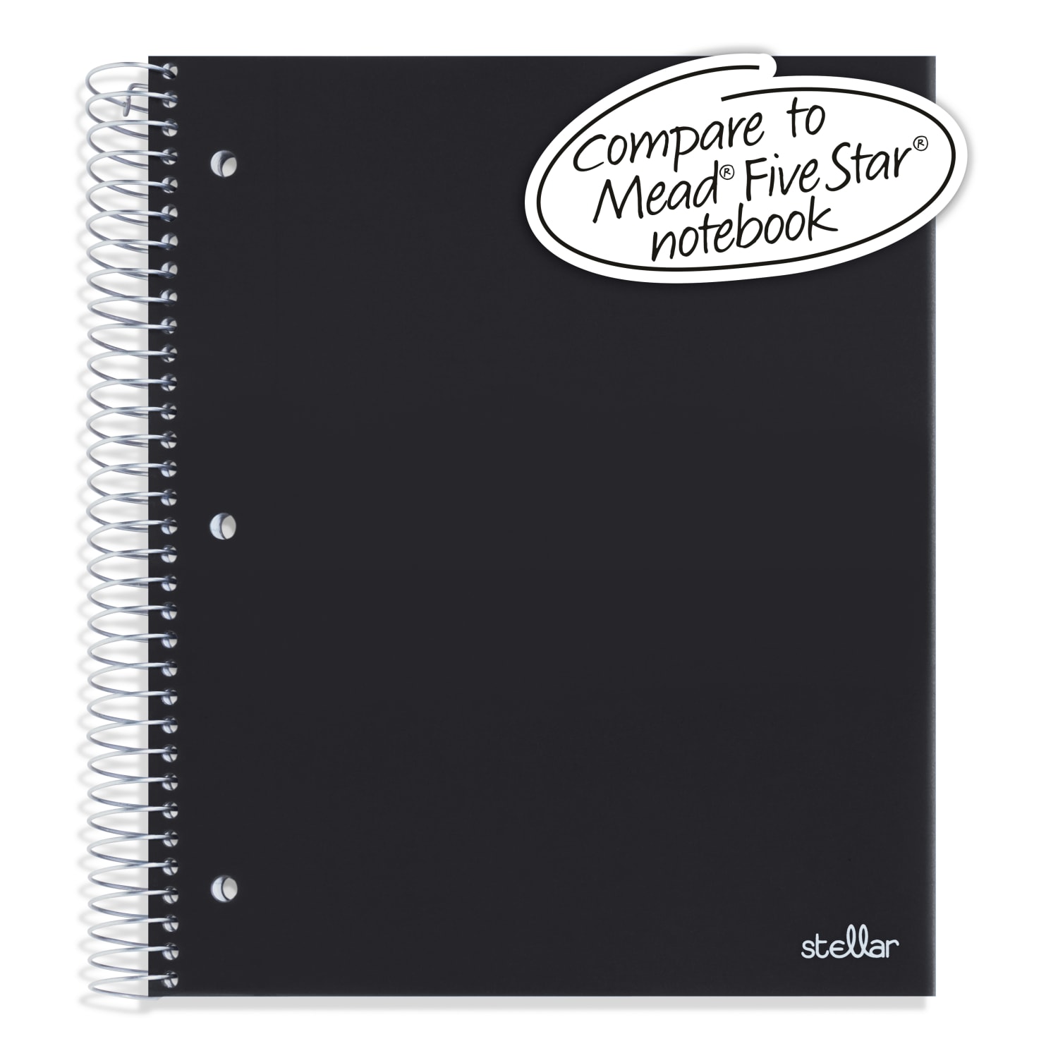 Office Depot Brand Stellar Poly Notebook, 8-1/2in x 10-1/2in, 3 Subject, Wide Ruled, 150 Sheets, Black - Image 3