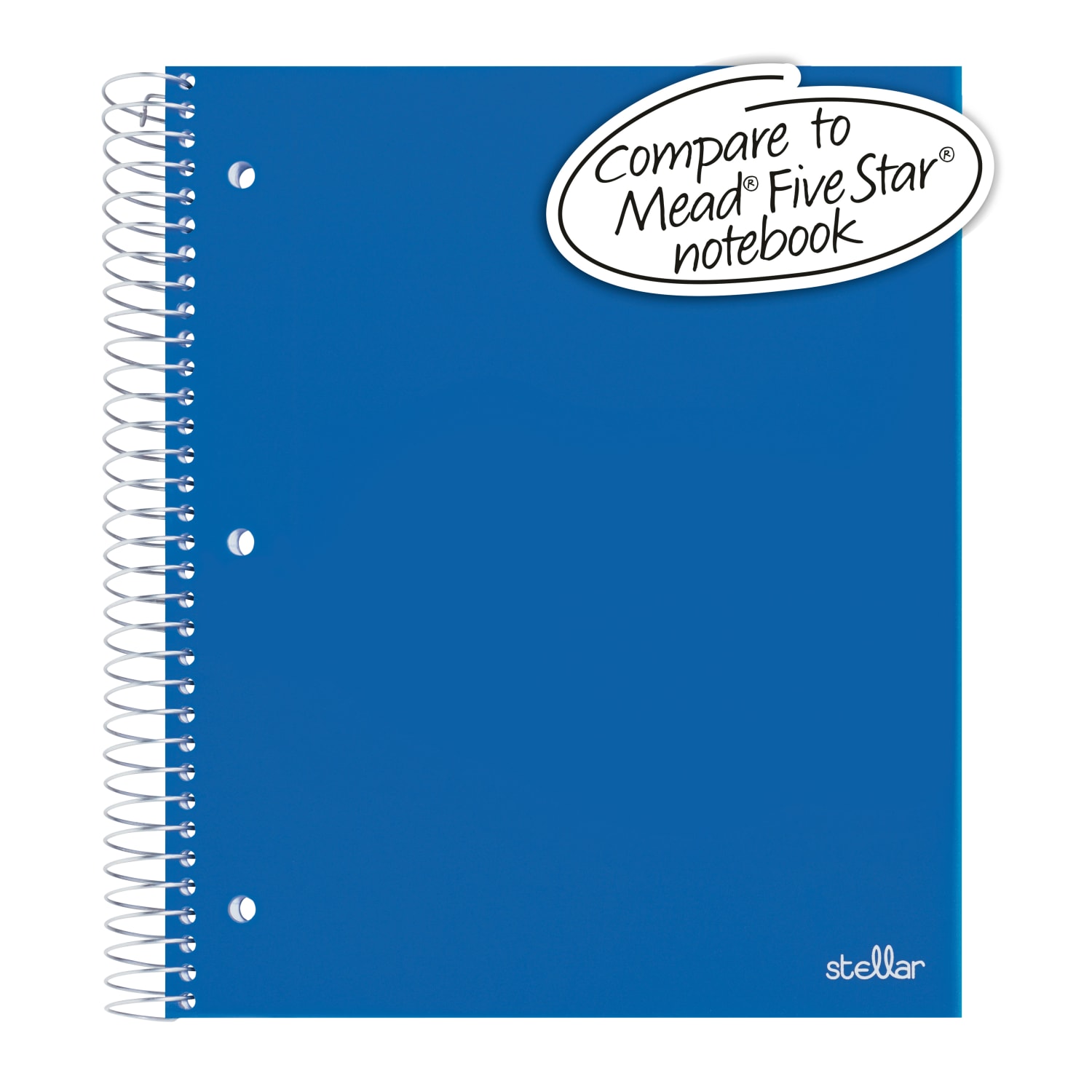 Office Depot Brand Stellar Poly Notebook, 8-1/2in x 10-1/2in, 3 Subject, Wide Ruled, 150 Sheets, Blue - Image 3