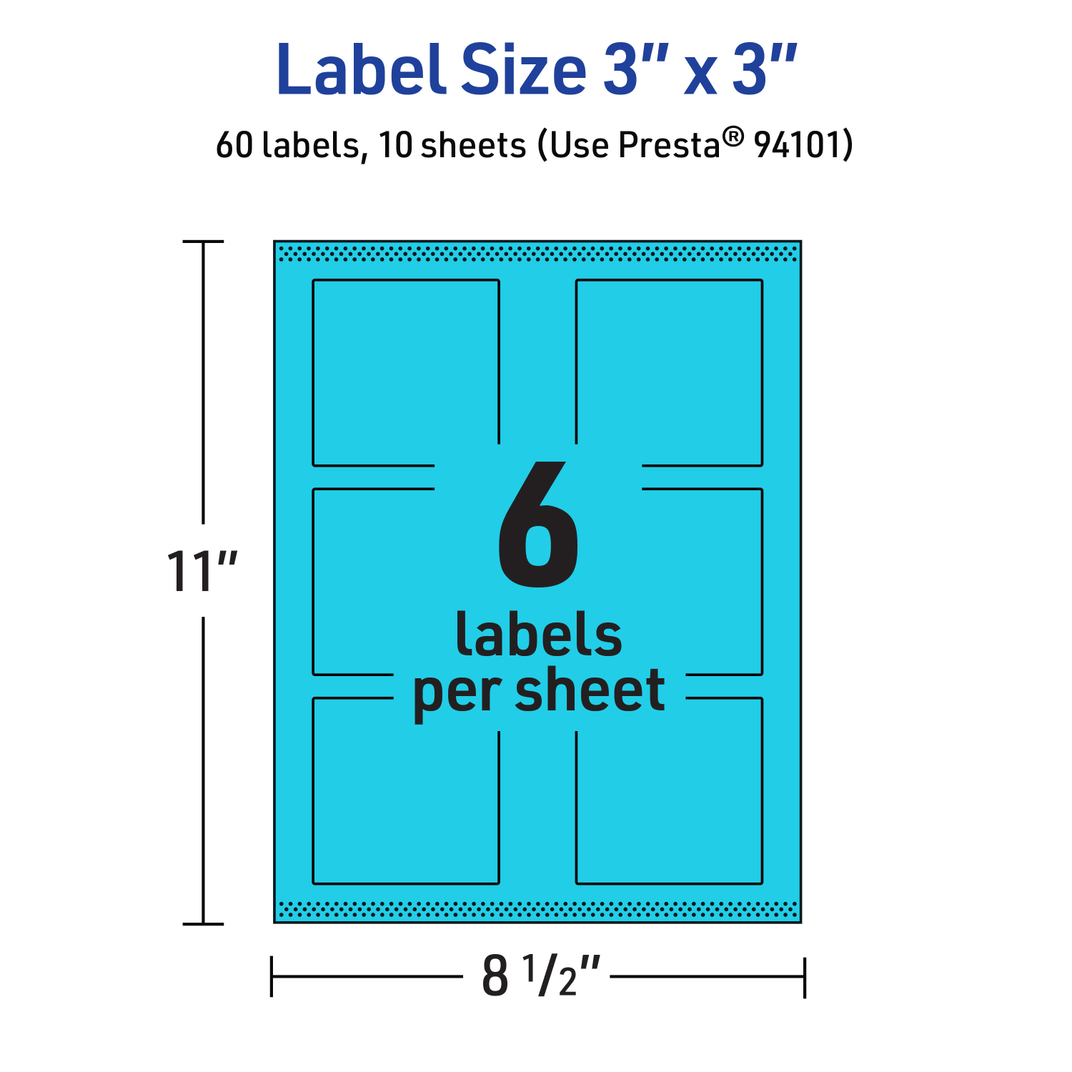 Avery Print-To-The-Edge Labels With Sure Feed Technology And Easy Peel Label Feature, 94101-BBP10, Square, 3in x 3in, Matte Bright Blue, Pack of 60 - Image 6