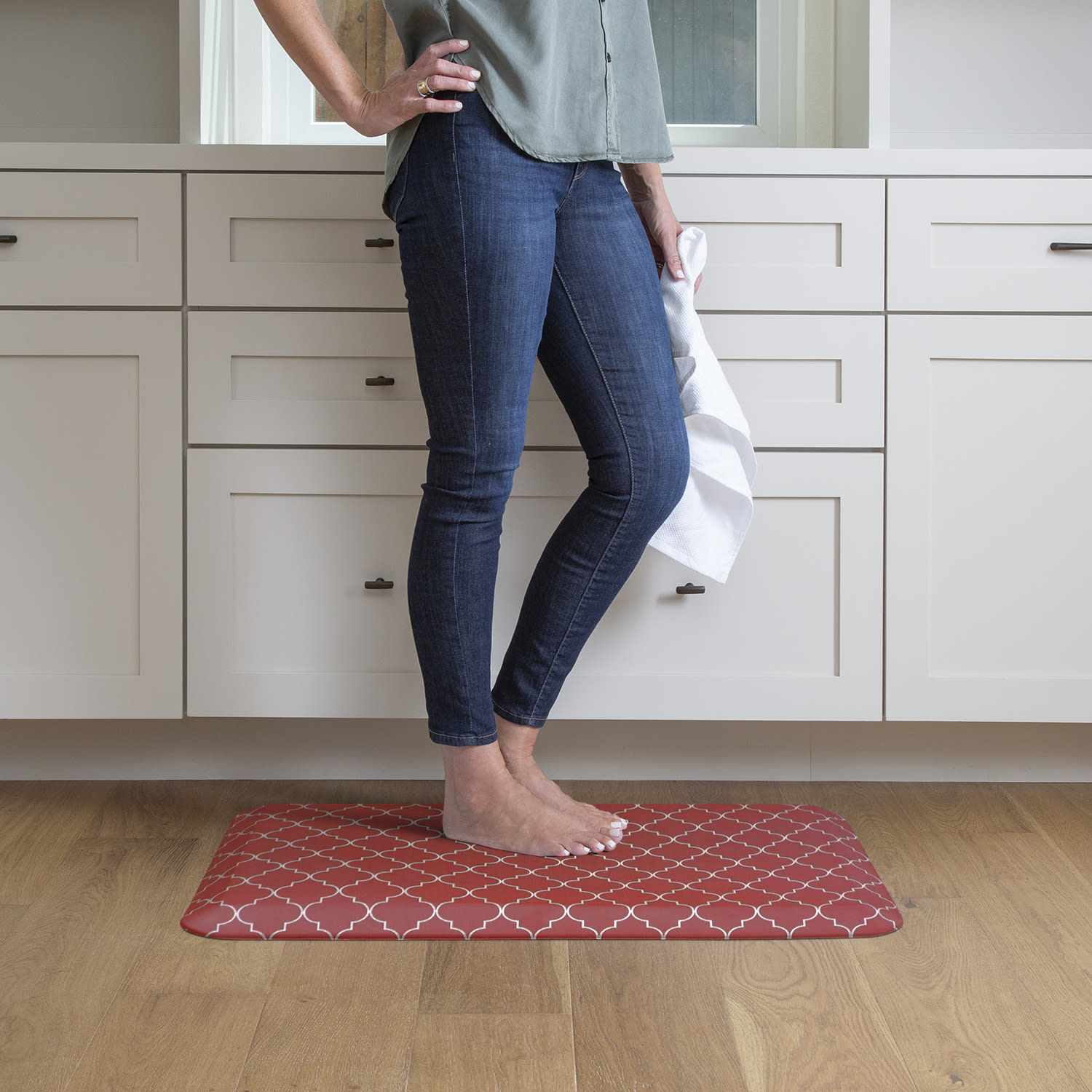 GelPro Designer Comfort Polyurethane Anti-Fatigue Floor Mat For Hard Flooring, 20in x 32in, Trellis Red - Image 3