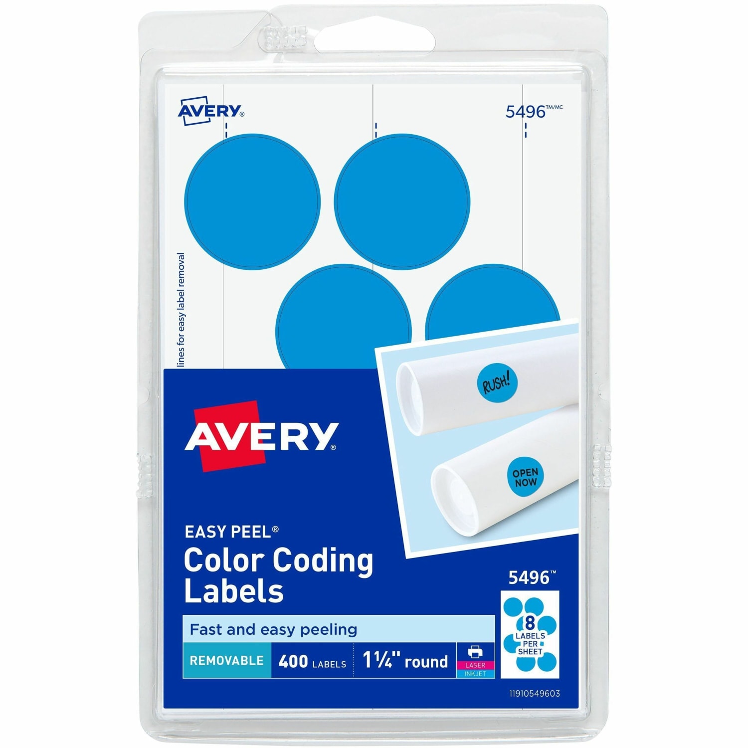 Avery Removable Color-Coding Labels, 5496, 1-1/4in Diameter, Light Blue, Pack Of 400 - Image 3