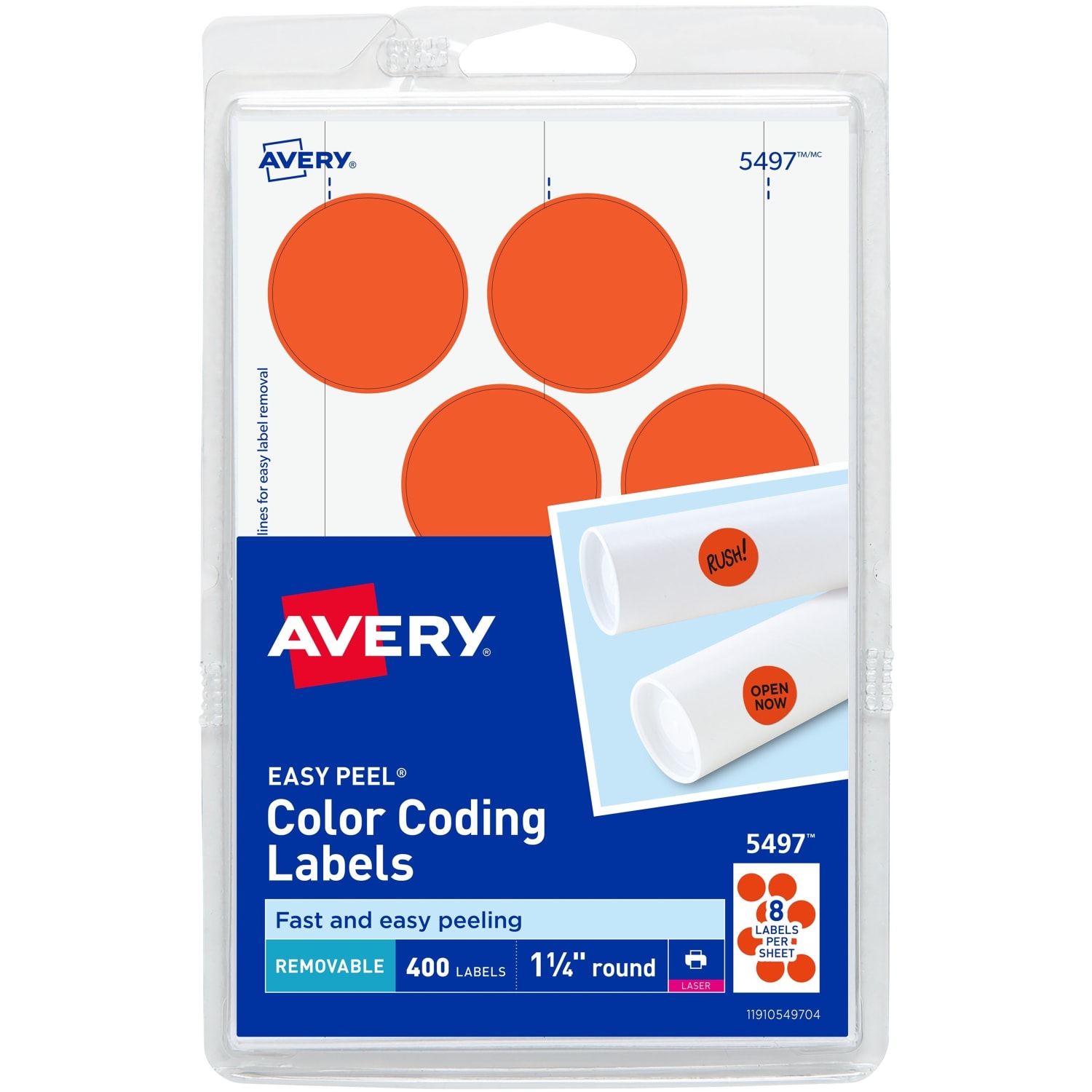 Avery Removable Print Or Write Color Coding Labels For Laser Printers, 5497, Round, 1-1/4in Diameter, Neon Red, Pack Of 400 Labels - Image 3