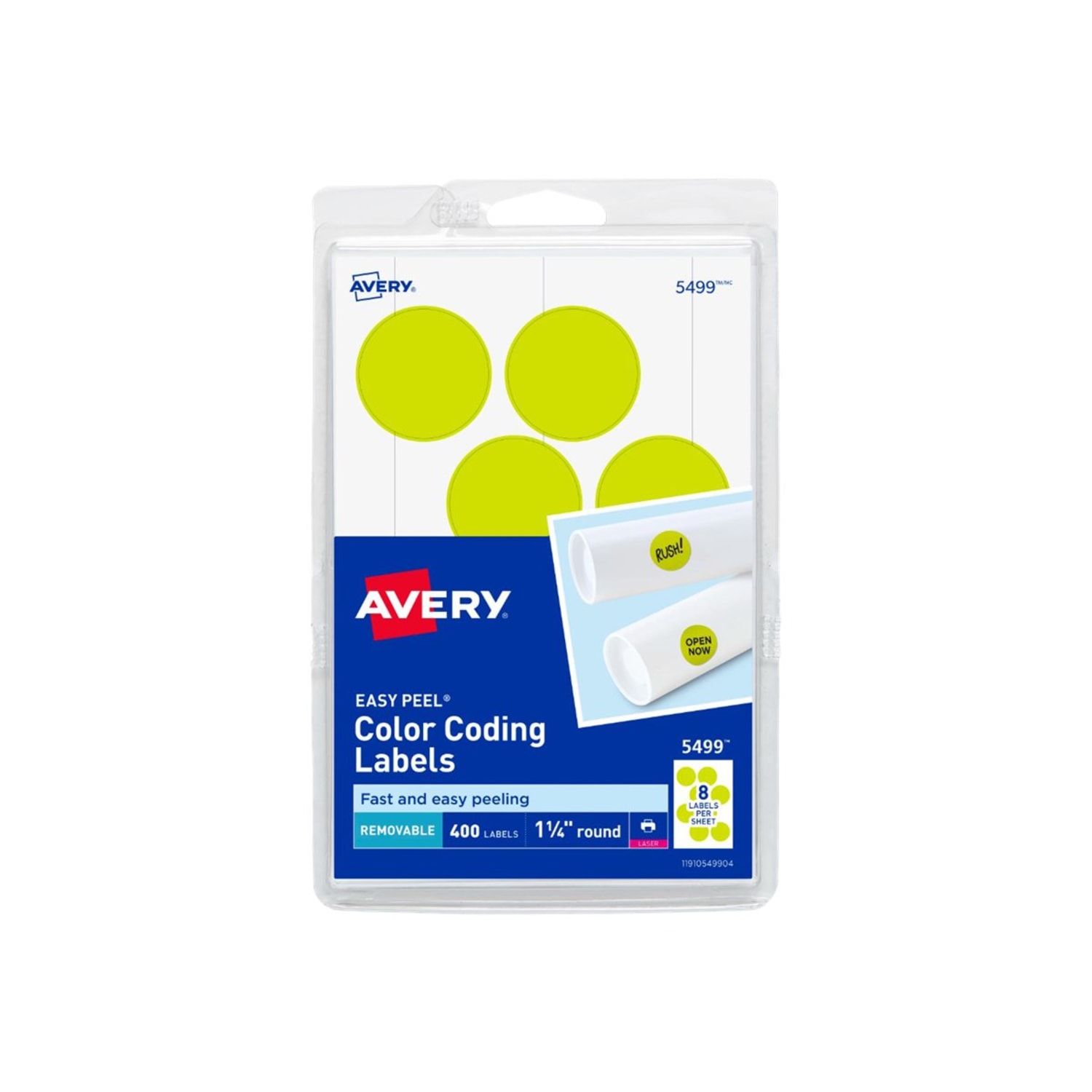 Avery Self-Adhesive Removable Labels, 5499, Round, 1-1/4in Diameter, Yellow Neon, Pack Of 400 - Image 3