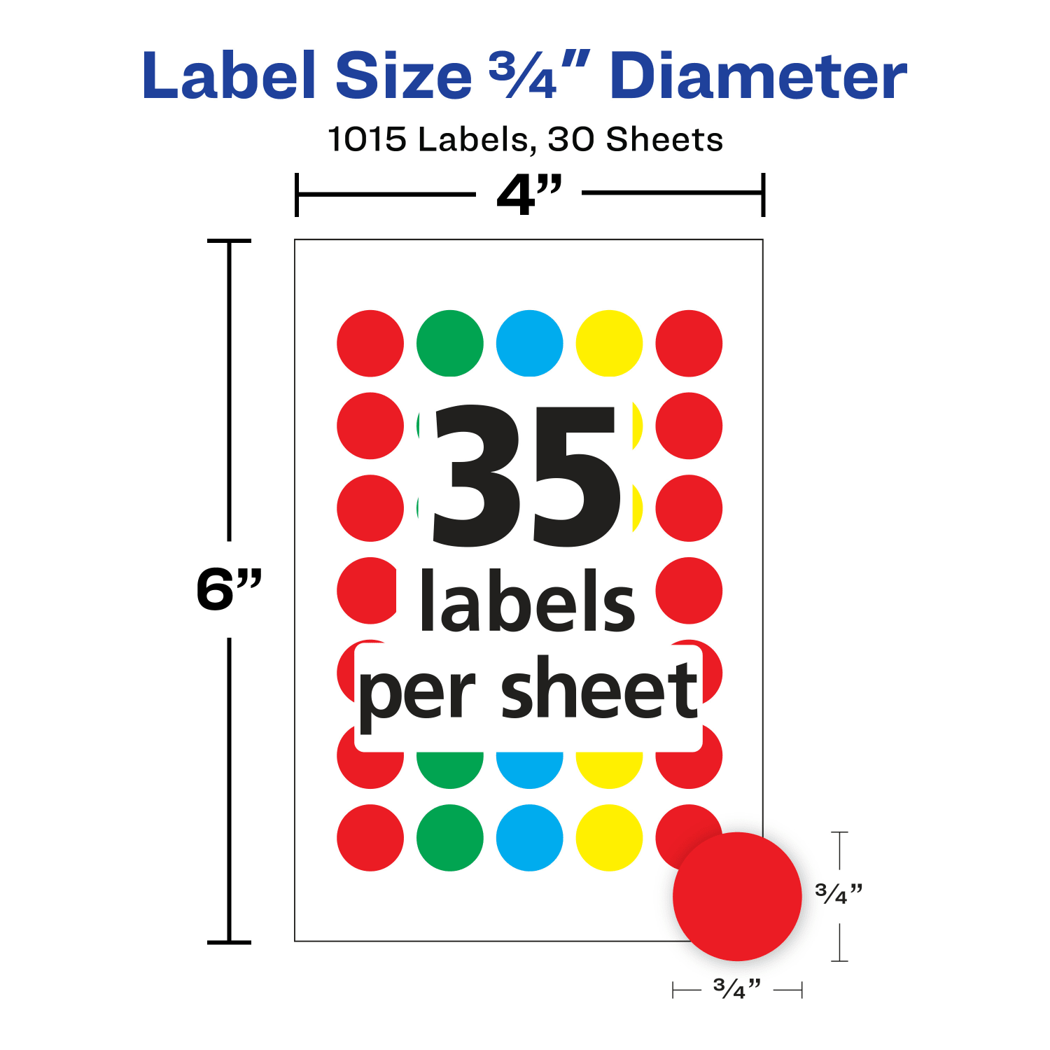 Avery Removable Color-Coding Round Labels, 5473, 3/4in, Assorted Colors, Pack Of 1,015 - Image 4