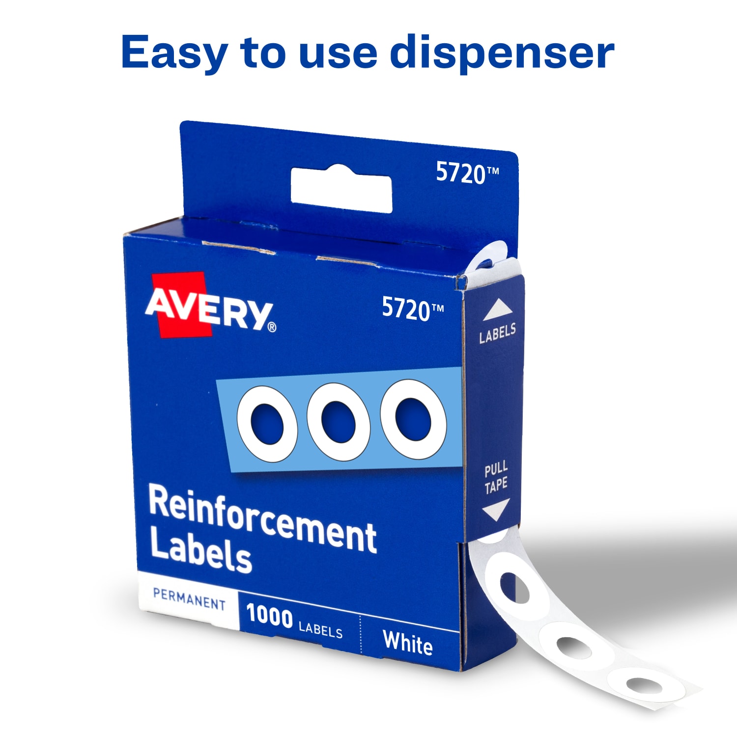 Avery Permanent Self-Adhesive Hole Punch Reinforcement Labels, 1/4in Diameter, White, Pack Of 1,000 - Image 4