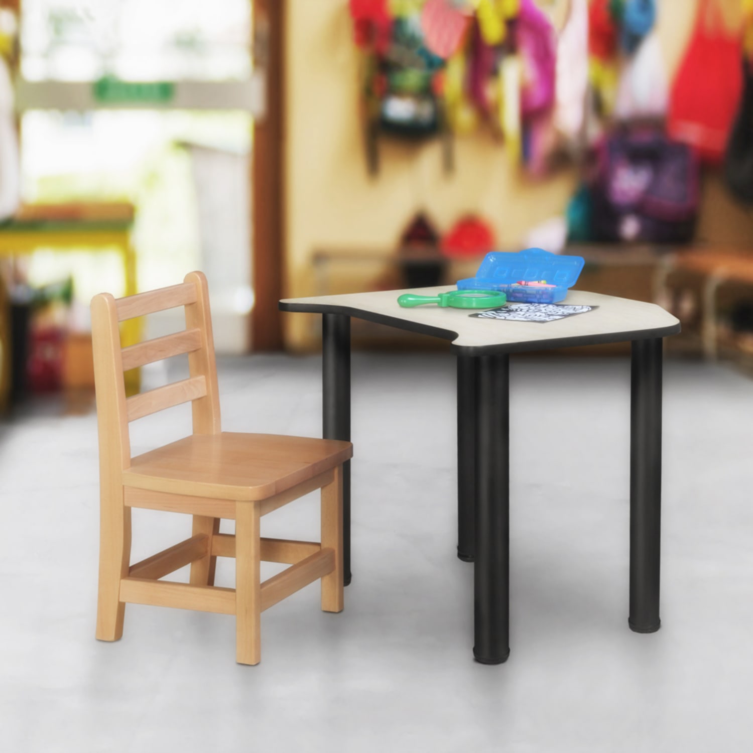 Regency Ferris 26inW Student Activity Desk, Maple/Black - Image 3