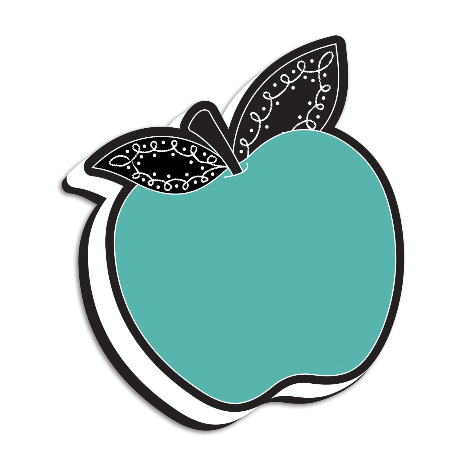 Ashley Productions Magnetic Whiteboard Erasers, 3-3/4in x 3-3/4in, Teal Apple With Chalk Loop Leaves, Pack Of 6 Erasers - Image 3