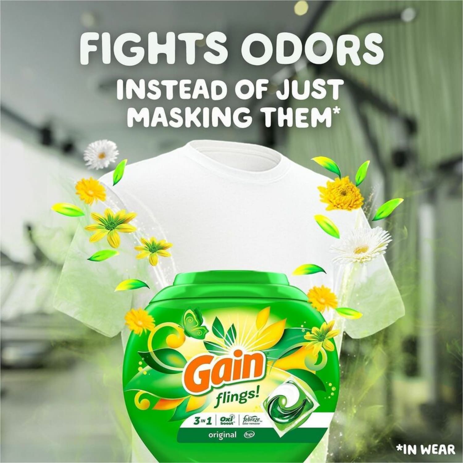 Gain Flings Detergent Pacs - Liquid - Gain, Original Scent - Green - 76 / Pack - Image 5