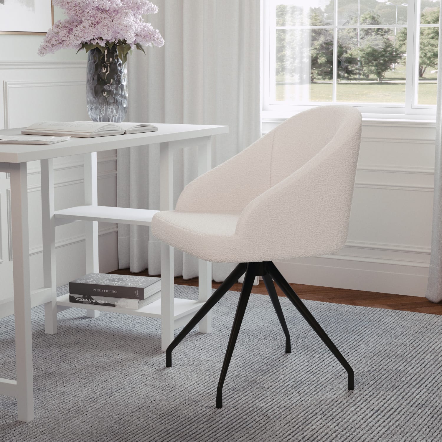 Martha Stewart Sora Upholstered MidBack Stationary Office Task Chair Boucle WhiteOilRubbed Bronze PopularChairscom Martha Stewart Sora Upholstered Mid Back Stationary Office Task Chair Boucle WhiteOil Rubbed Bronze PopularChairscom