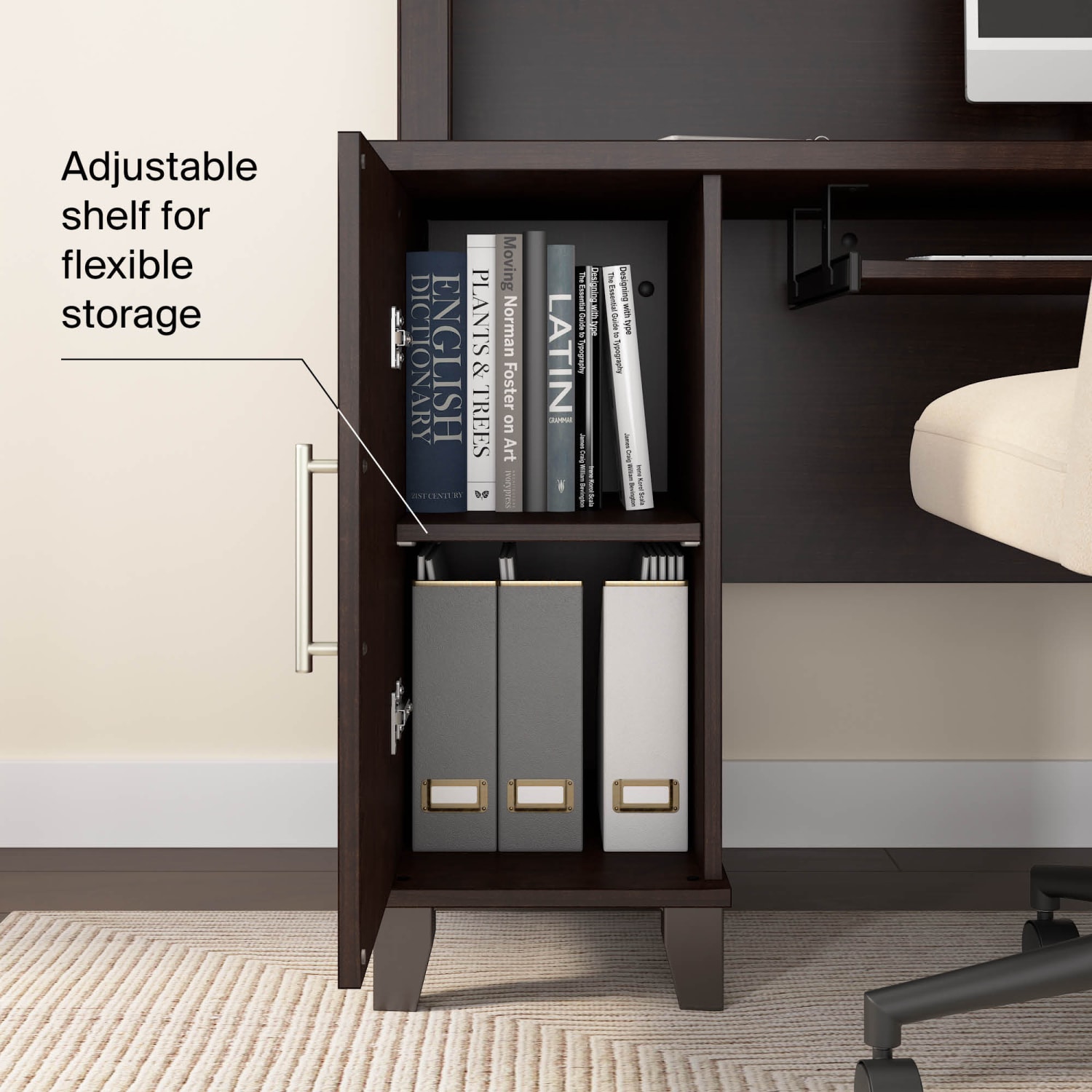 Bush Furniture Somerset 72inW L-Shaped Desk With Storage, Mocha Cherry, Standard Delivery - Image 5