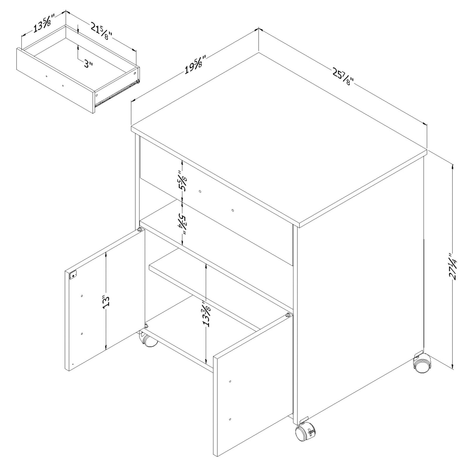 South Shore Axess Microwave Cart With Wheels, 29-1/4inH x 26-3/4inW x 19inD, Royal Cherry - Image 5