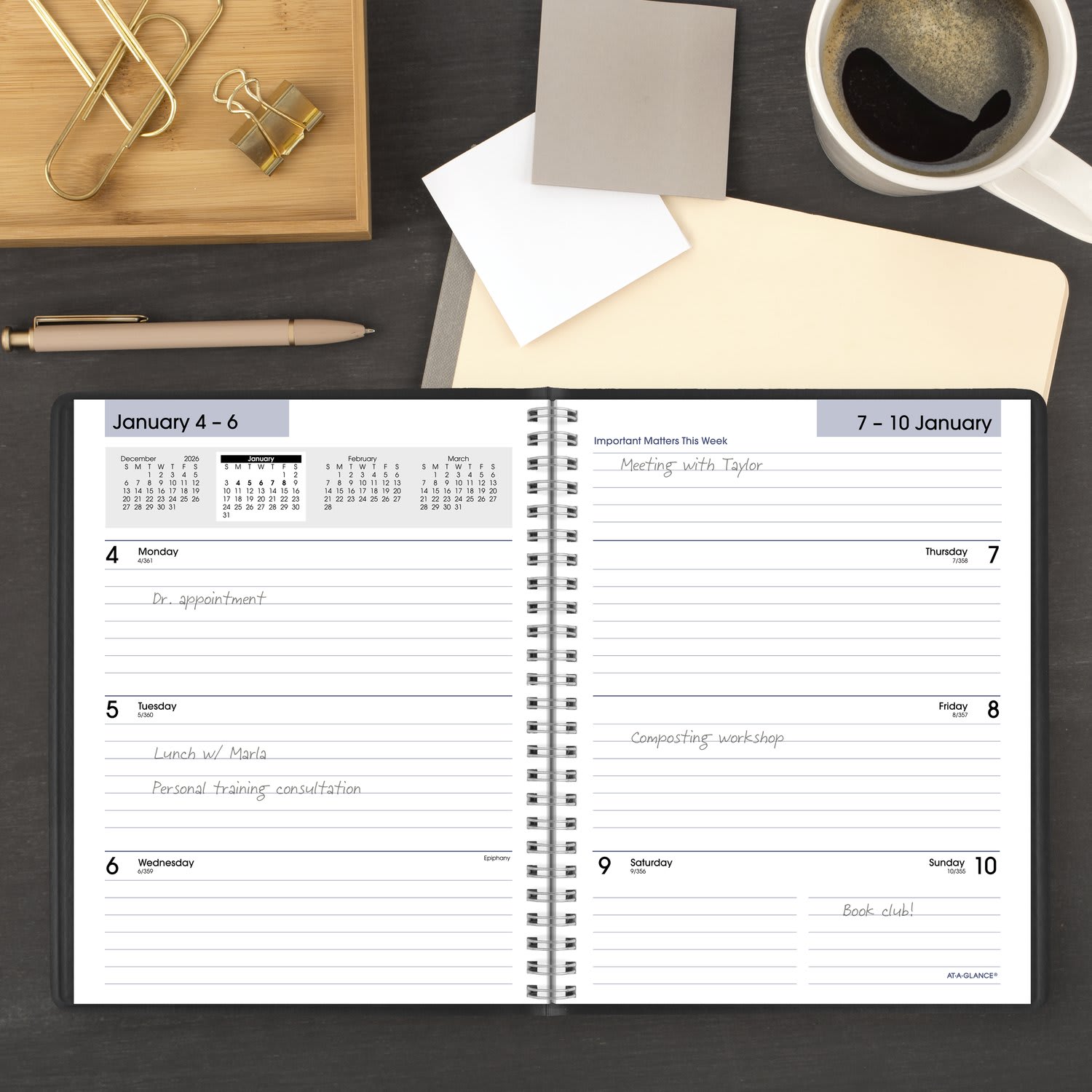 AT-A-GLANCE DayMinder Executive 2027 Weekly Monthly Planner with Notes, Black, Medium, 7in x 8 3/4in - Image 3