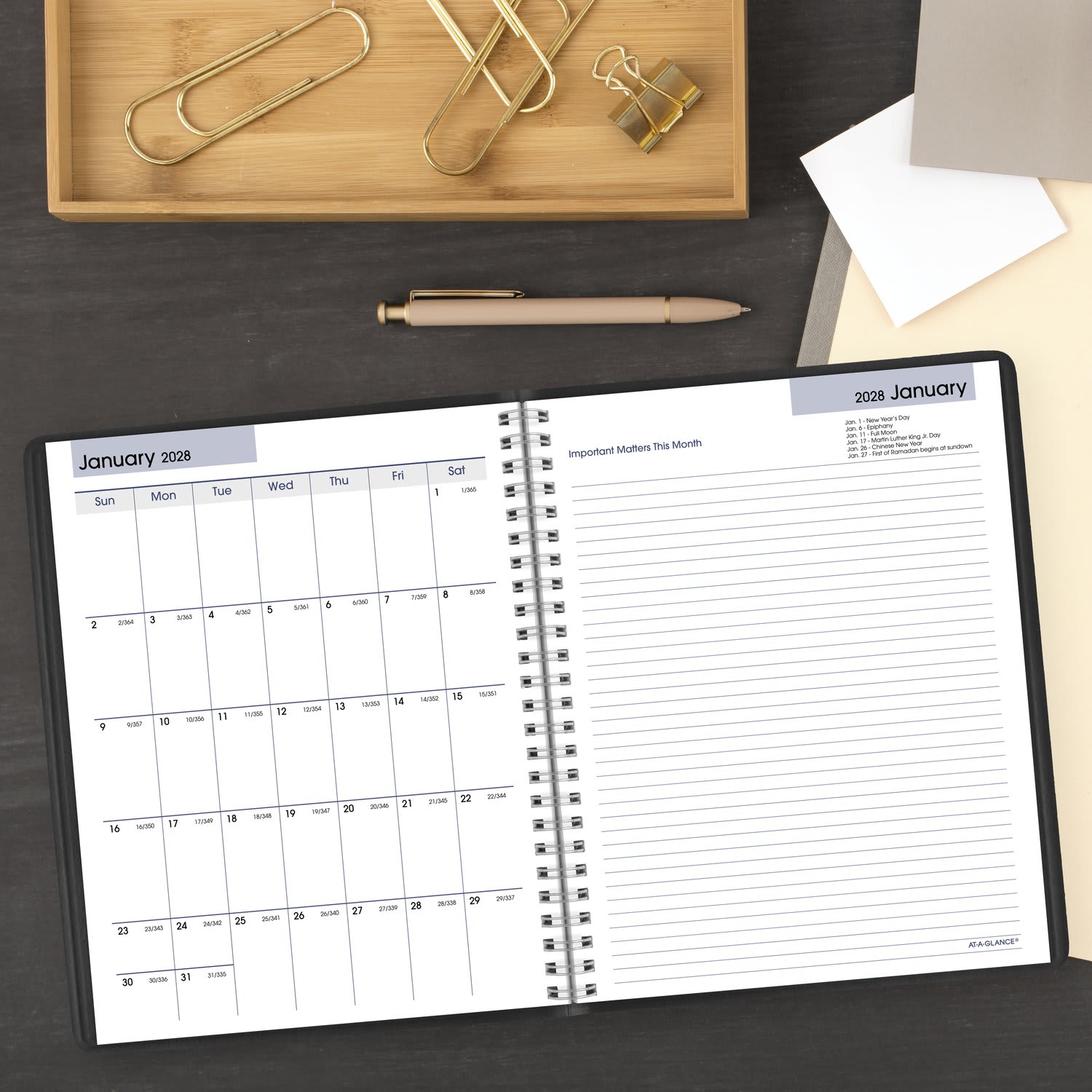 AT-A-GLANCE DayMinder Executive 2027 Weekly Monthly Planner with Notes, Black, Medium, 7in x 8 3/4in - Image 4