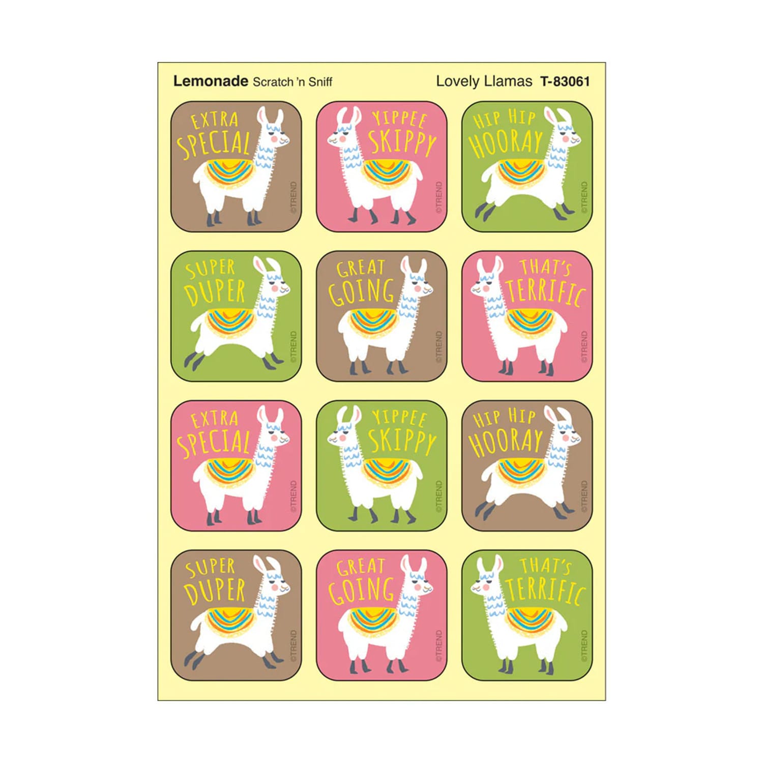 TREND Stinky Stickers, Lovely Llamas, Lemonade Scent, 48 Per Pack, Set Of 6 Packs - Image 3