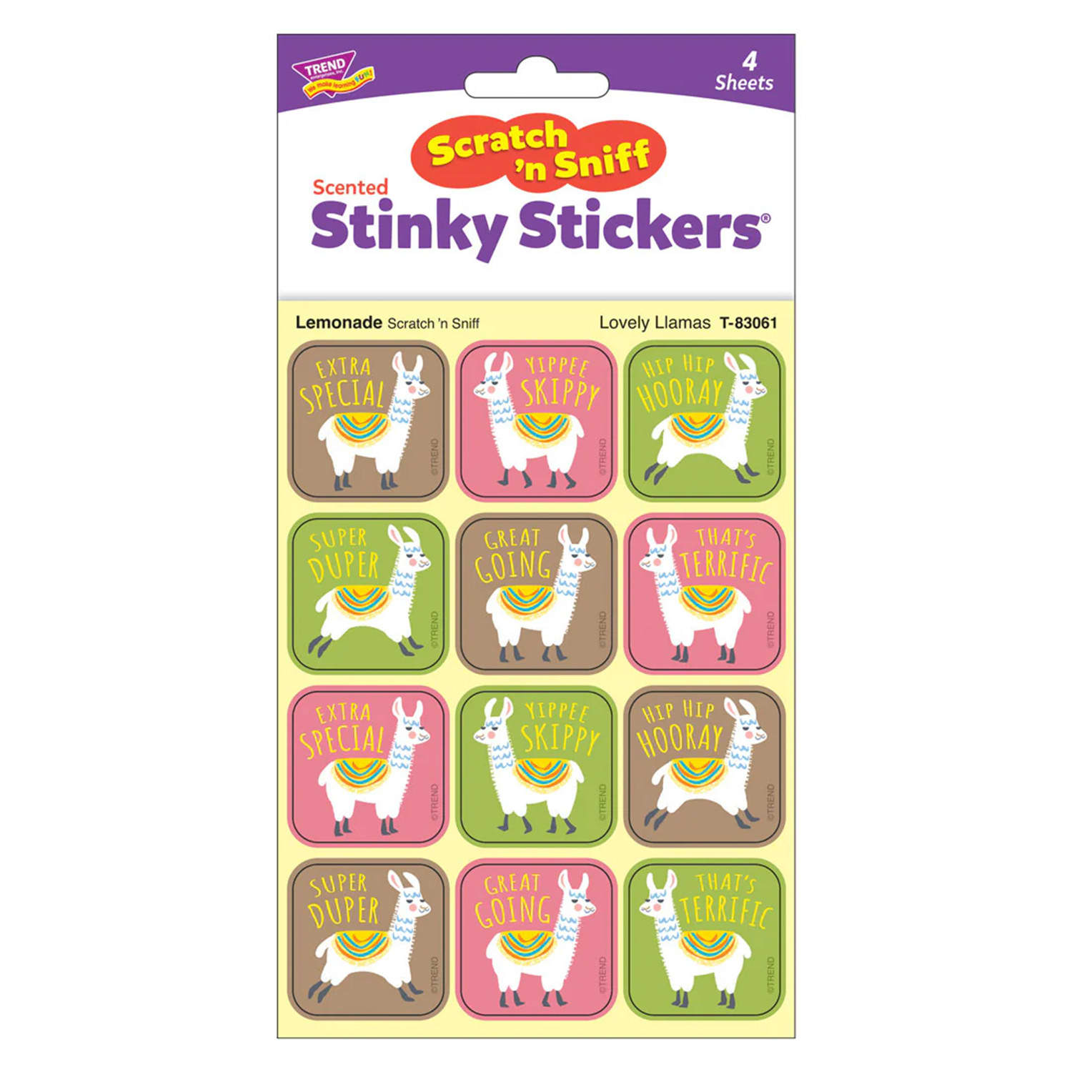 TREND Stinky Stickers, Lovely Llamas, Lemonade Scent, 48 Per Pack, Set Of 6 Packs - Image 4