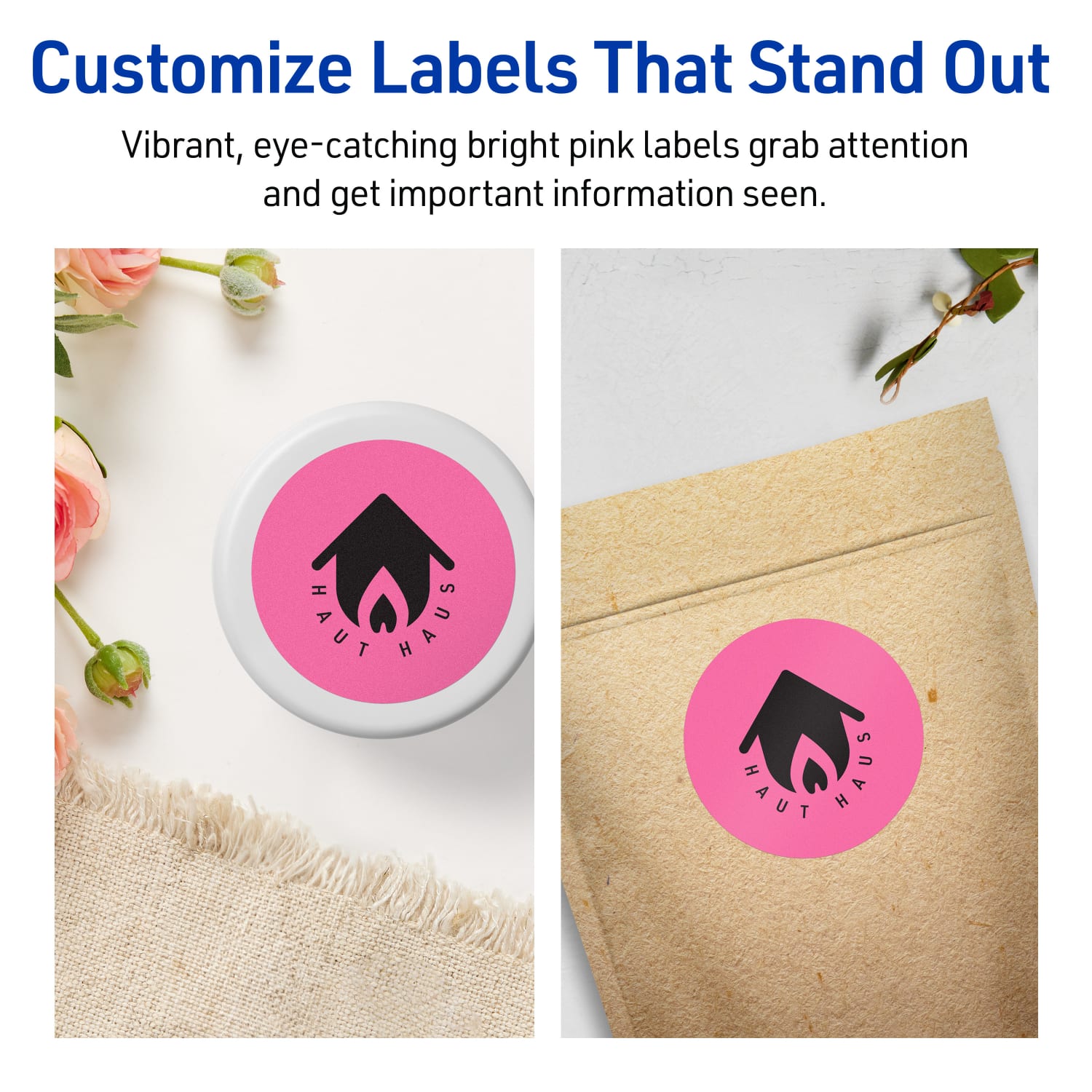 Avery Print-To-The-Edge Labels With Sure Feed Technology And Easy Peel Label Feature, 94512-BPP10, Round, 2-3/4in, Matte Bright Pink, Pack of 60 - Image 4
