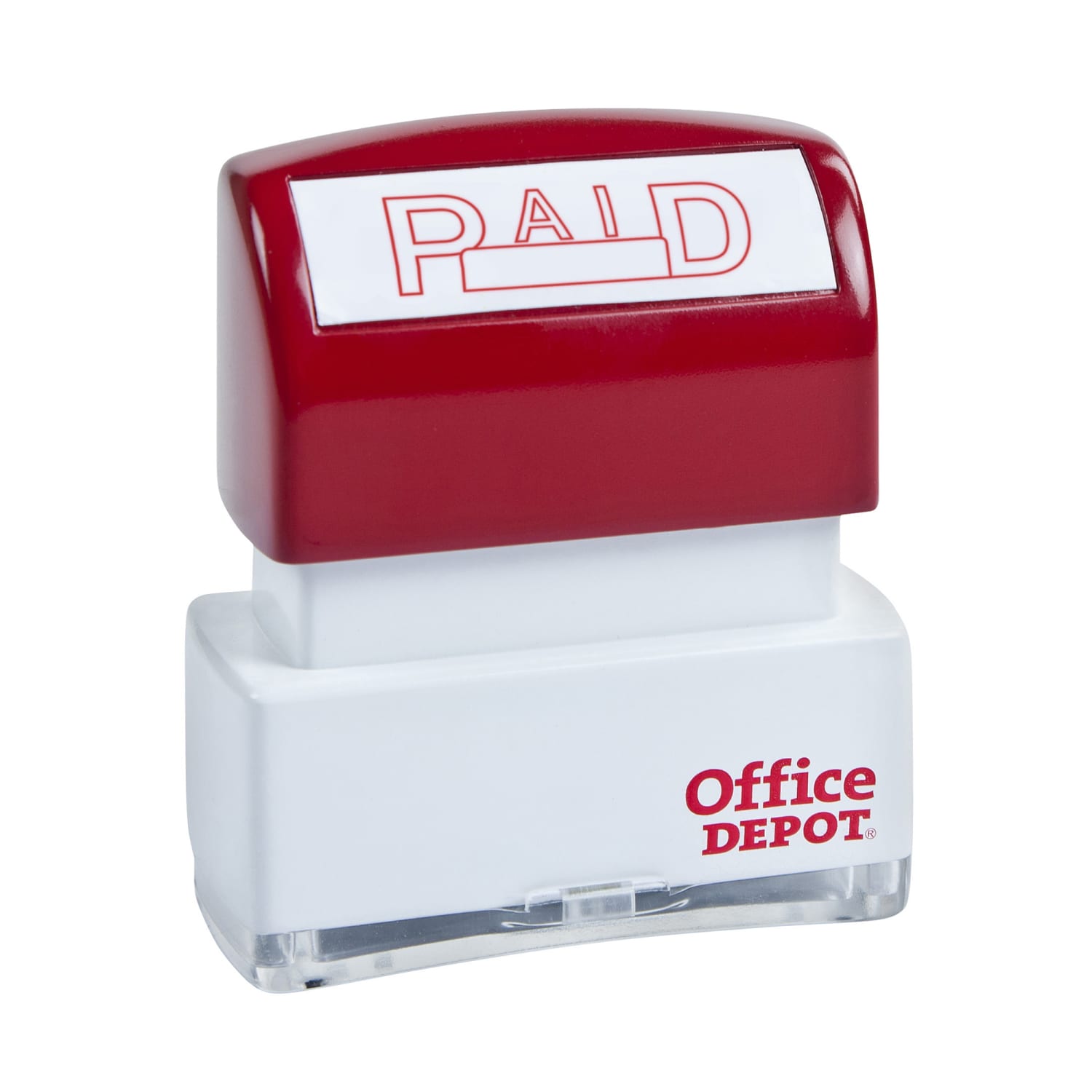 Office Depot Brand Pre-Inked Message Stamp, "Paid", Red