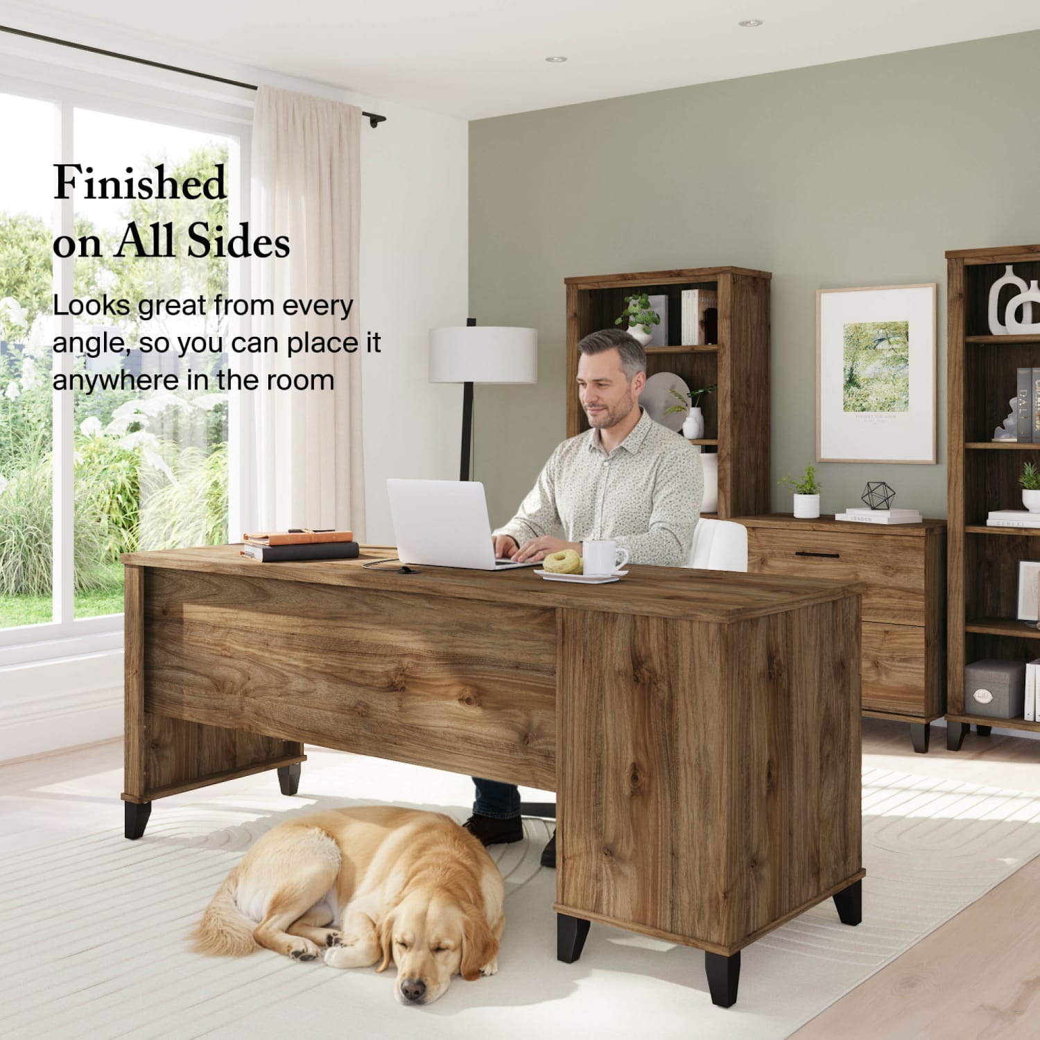 Bush Business Furniture Somerset 72inW Office Computer Desk With Drawers, Fresh Walnut, Standard Delivery - Image 4