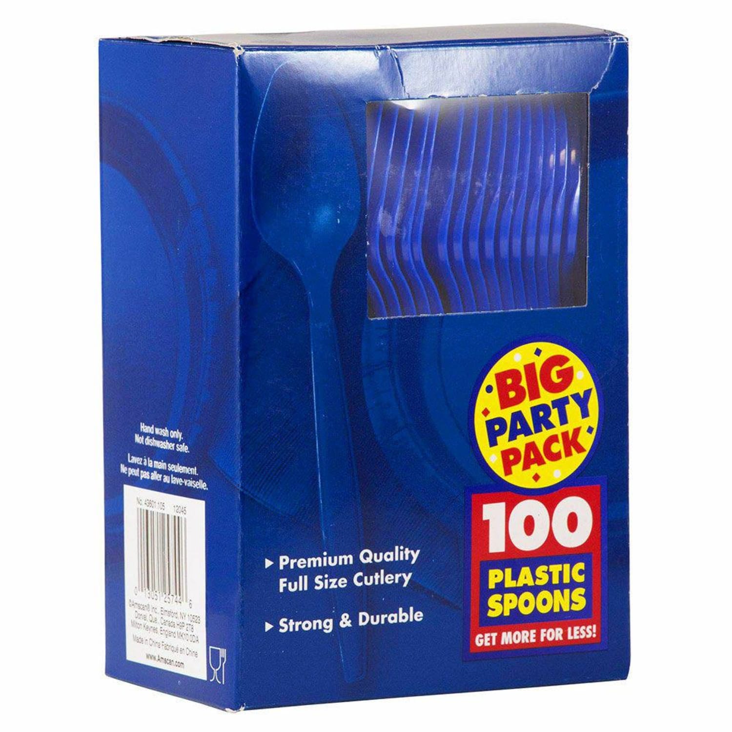 JAM PAPER Big Party Pack of Premium Plastic Spoons, Royal Blue, 100 Disposable Spoons/Box - Image 3