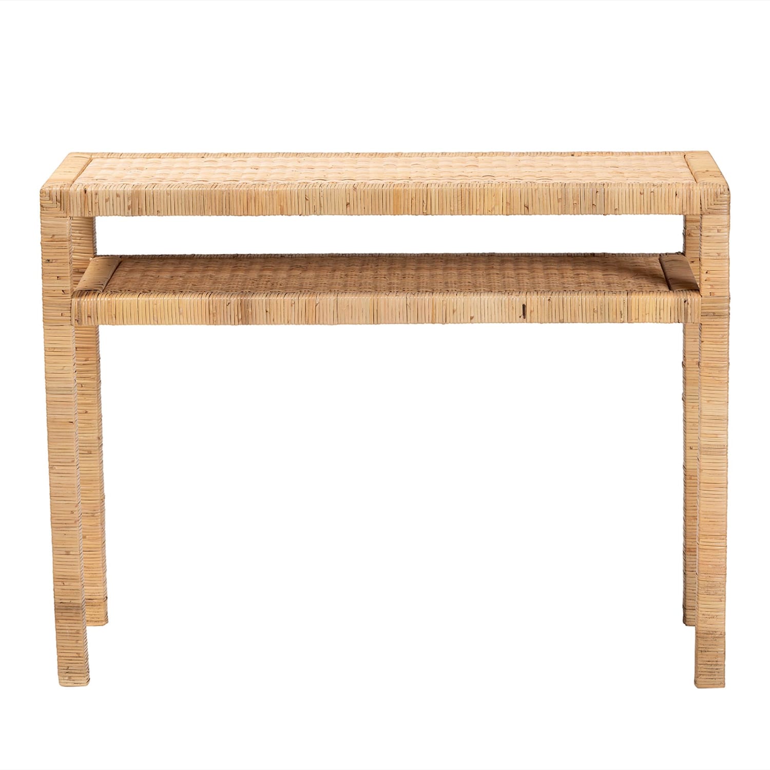 bali & pari Kalimantan Rattan And Acacia Wood Console Table, 29-1/2inH x 39-7/16inW x 15-7/16inD, Light Honey - Image 3