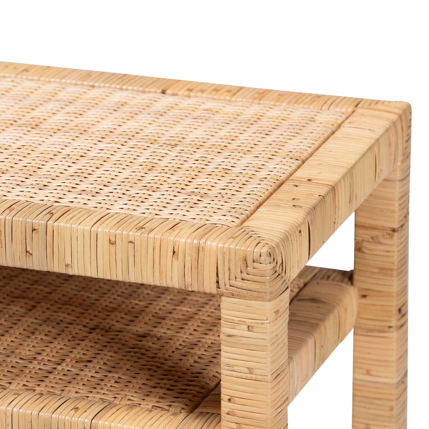 bali & pari Kalimantan Rattan And Acacia Wood Console Table, 29-1/2inH x 39-7/16inW x 15-7/16inD, Light Honey - Image 5