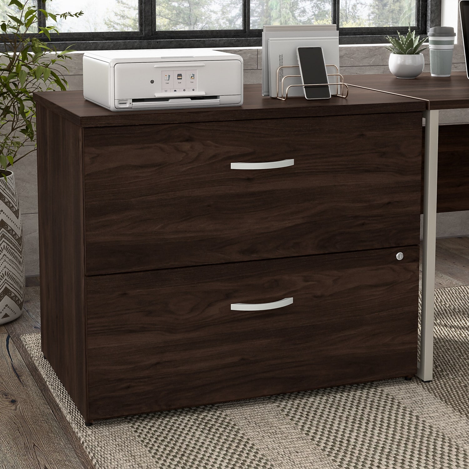 Bush Business Furniture Hybrid 35-2/3inW x 23-1/3inD Lateral 2-Drawer File Cabinet, Black Walnut, Standard Delivery - Image 3