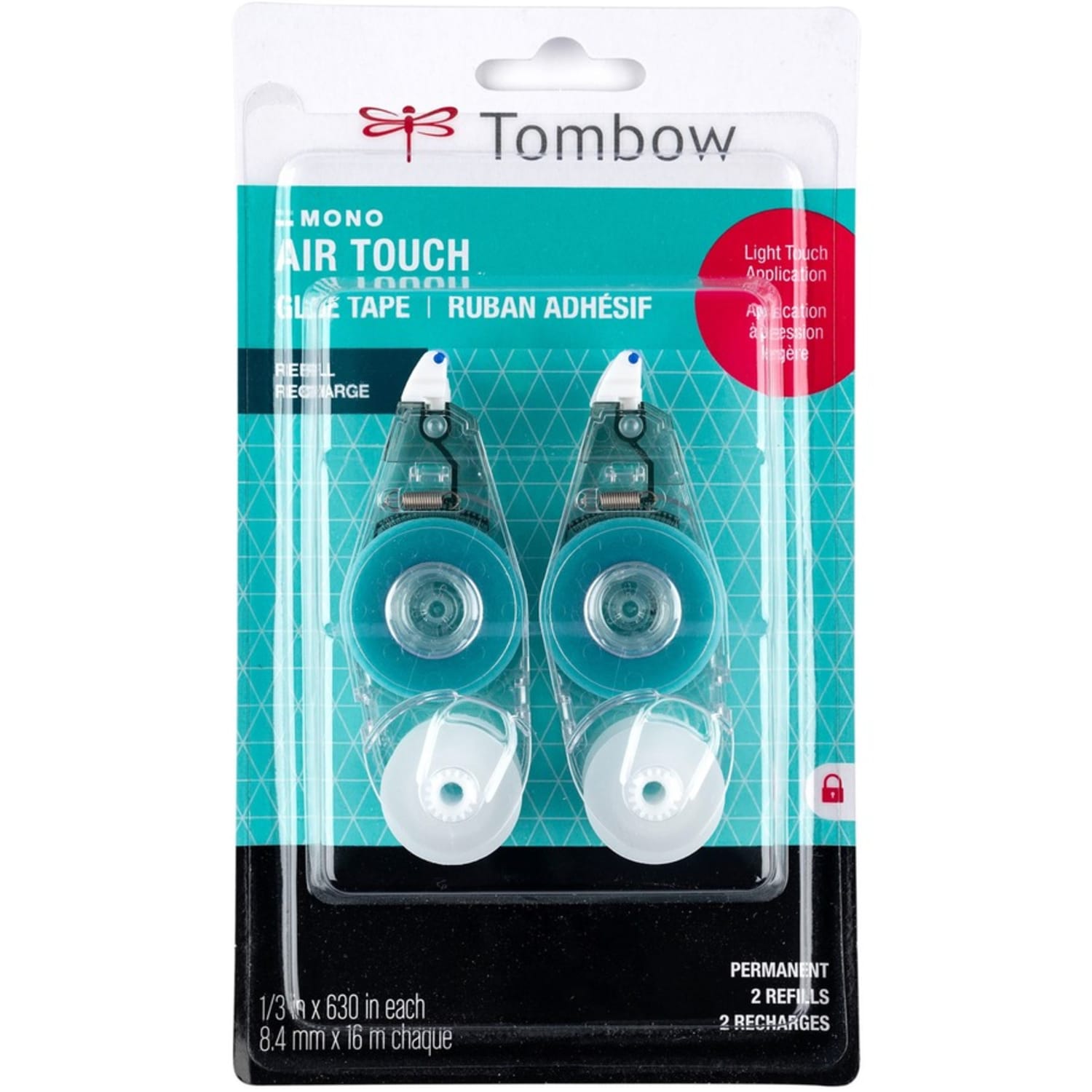 Tombow Refill 2-Pack, MONO Air Touch Adhesive - 17.50 yd Length x 0.33in Width - White - 2 / Pack - Image 4