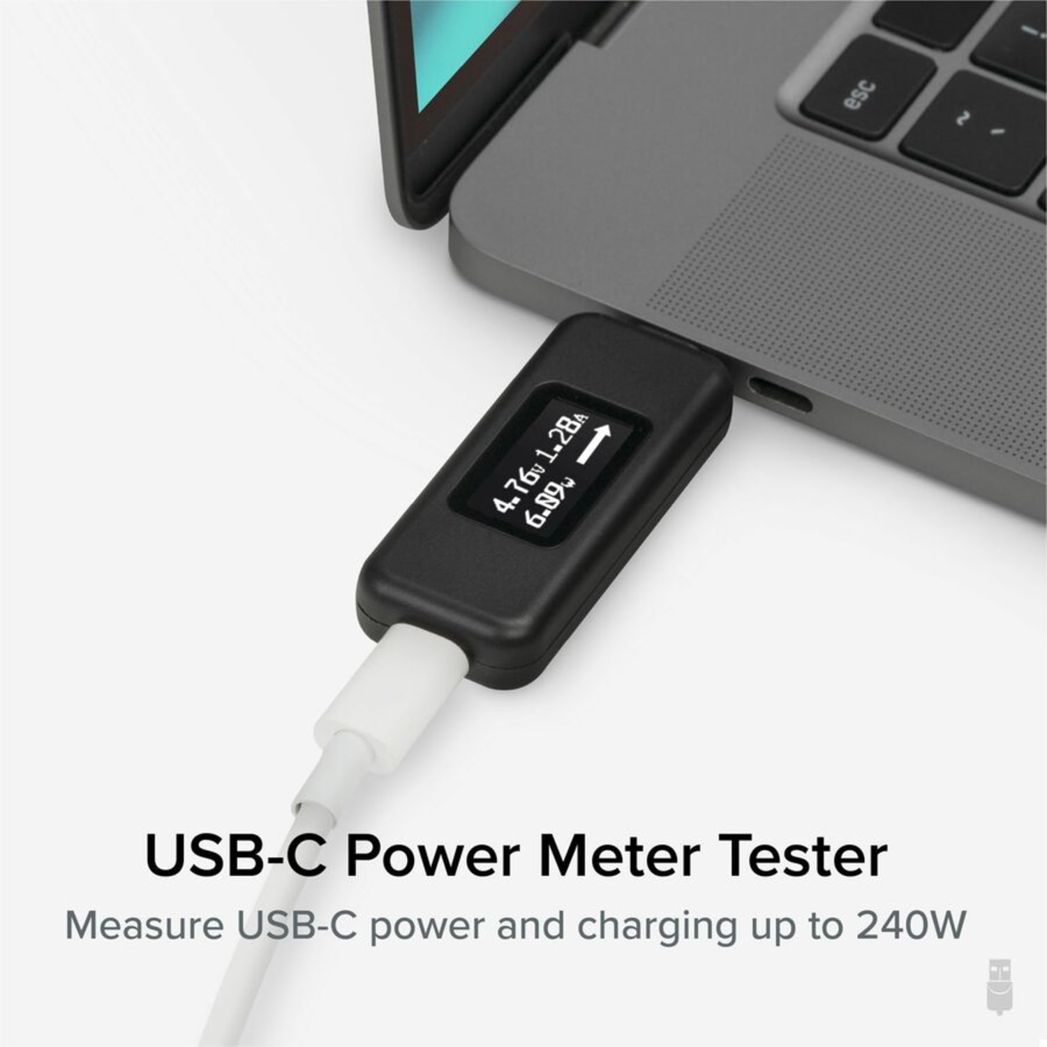 Plugable USB C Power Meter Tester for Monitoring USB-C Connections up to 240W - Digital Multimeter Tester for USB-C Cables, Laptops, Phones and Chargers - Measure Voltage and Amperage. Visualize the Directional Flow of Electrical Current. - Image 3