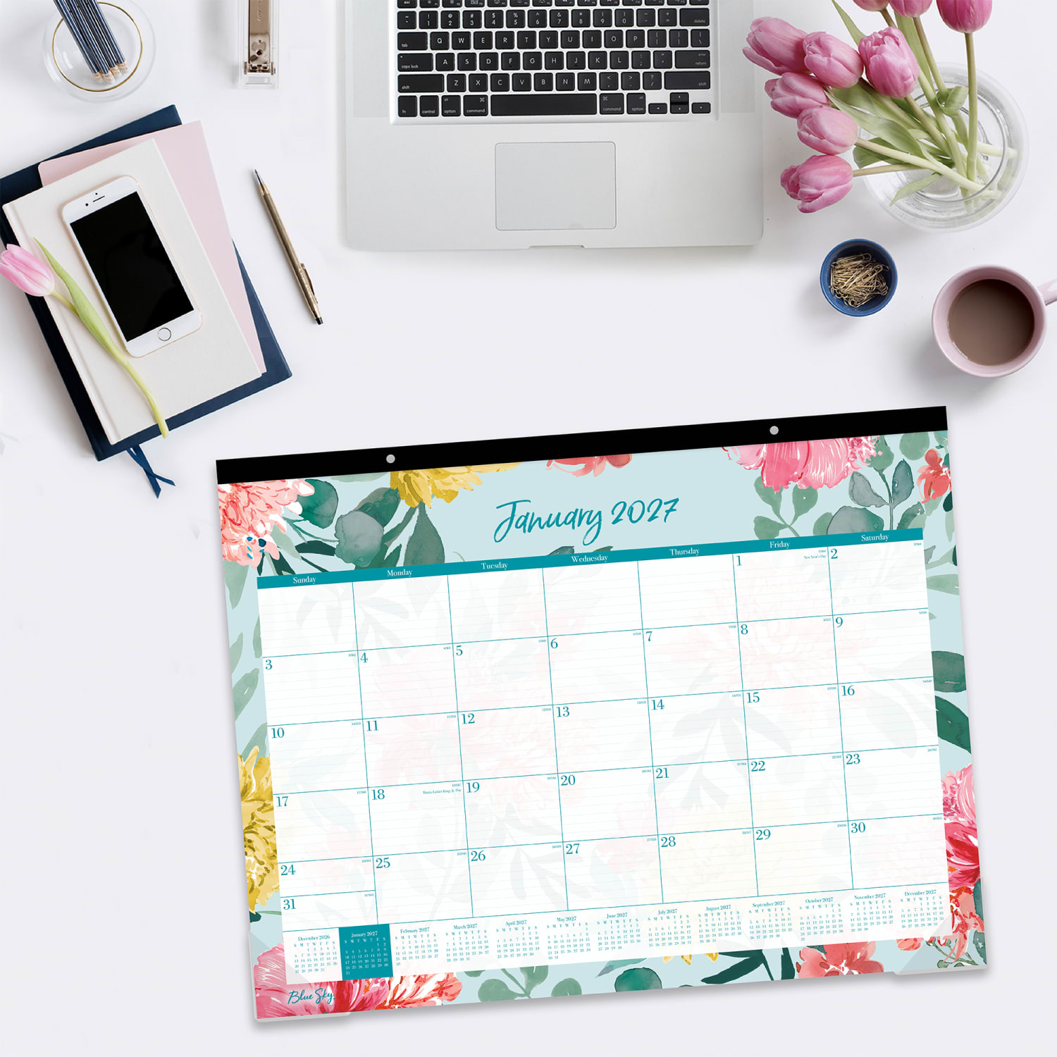 2027 Blue Sky Reflections Monthly Desk Pad Planning Calendar, 22x17, 0%, Reflections, Jan-Dec, RY27 - Image 4