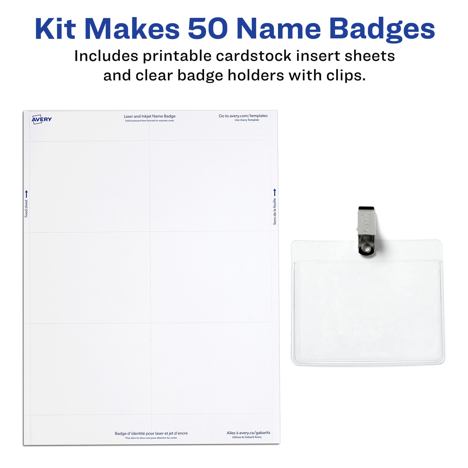 Avery Customizable Name Badges With Clips, Rectangle, 74536, 3in x 4in, Clear Holders With White Inserts, Box Of 50 - Image 4