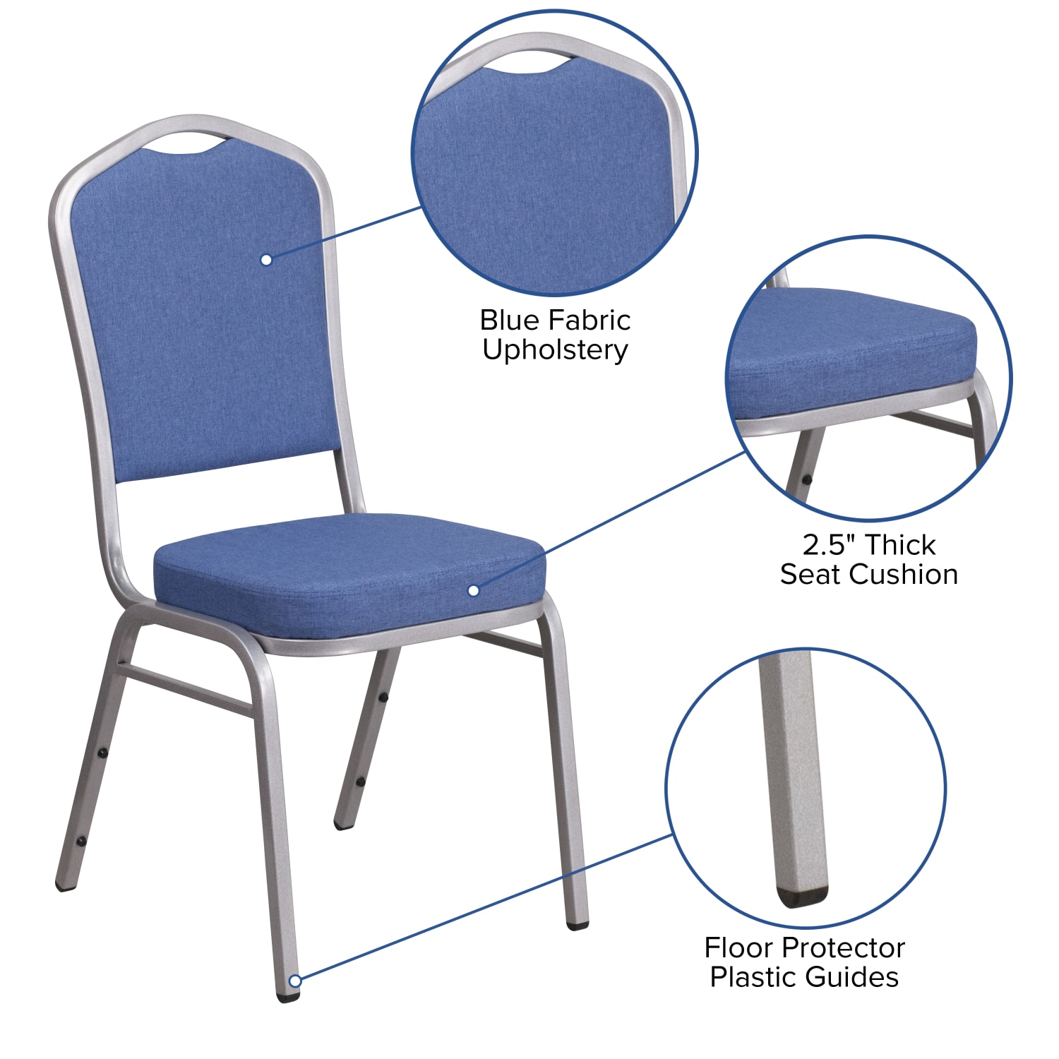Flash Furniture HERCULES Series Crown Back Stacking Banquet Chair, Blue/Silver - Image 5