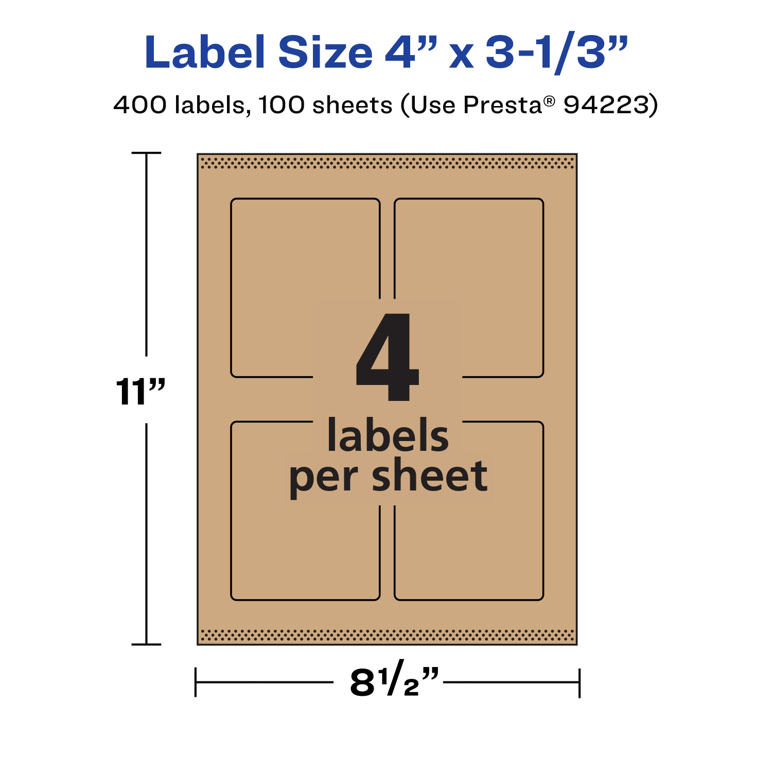 Avery Kraft Permanent Labels With Sure Feed, 94223-KMP100, Rectangle, 4in x 3-1/3in, Brown, Pack Of 400 - Image 6