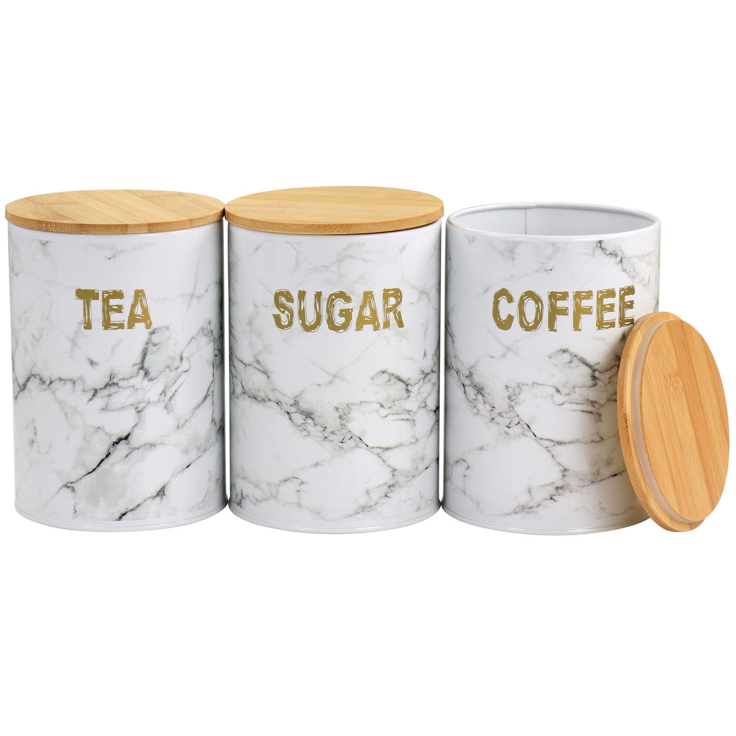 MegaChef 4-Piece Iron Canister Set, Marble - Image 5