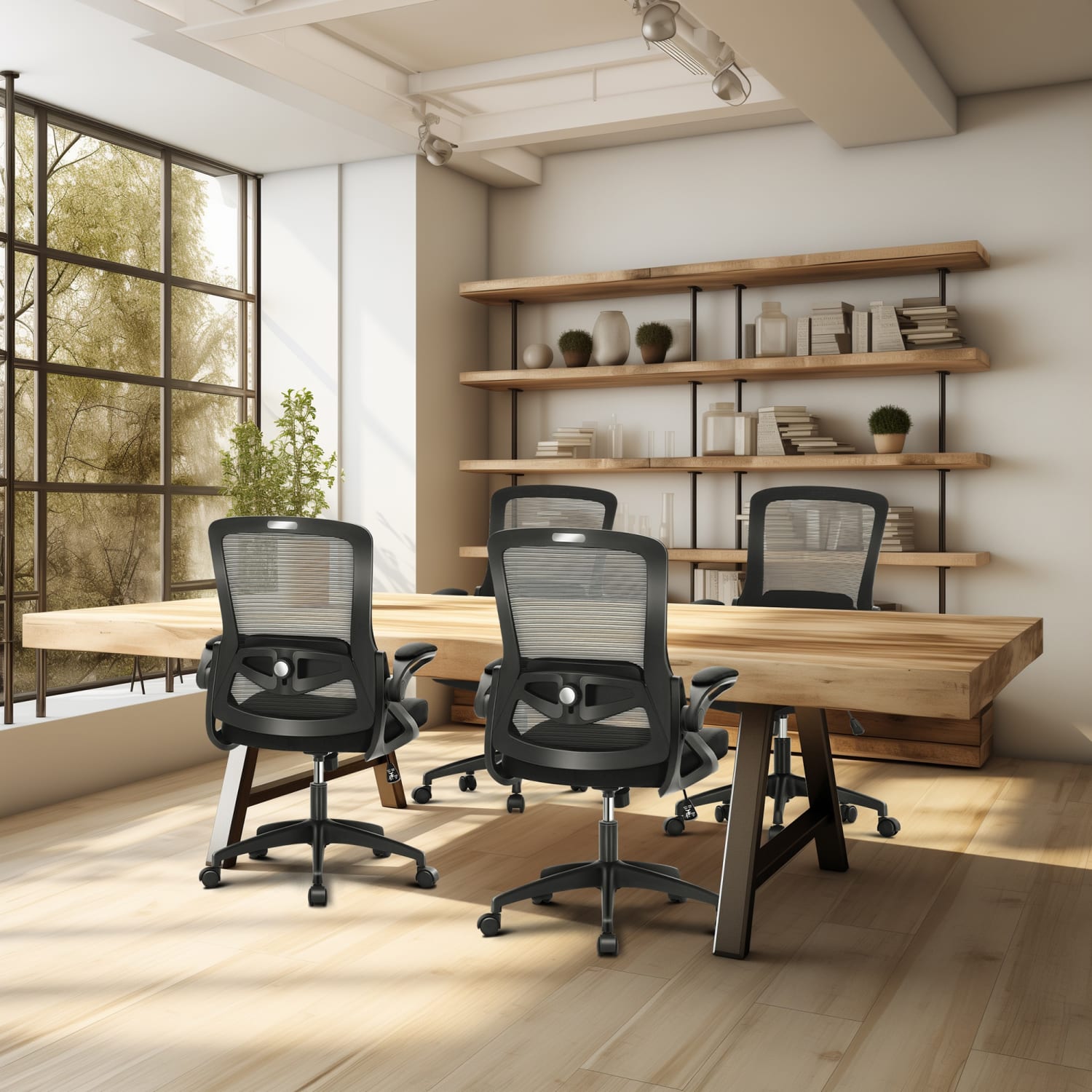 ALPHA HOME Ergonomic Mesh Mid Back Office Task Chair With Padded Armrests Black PopularChairscom