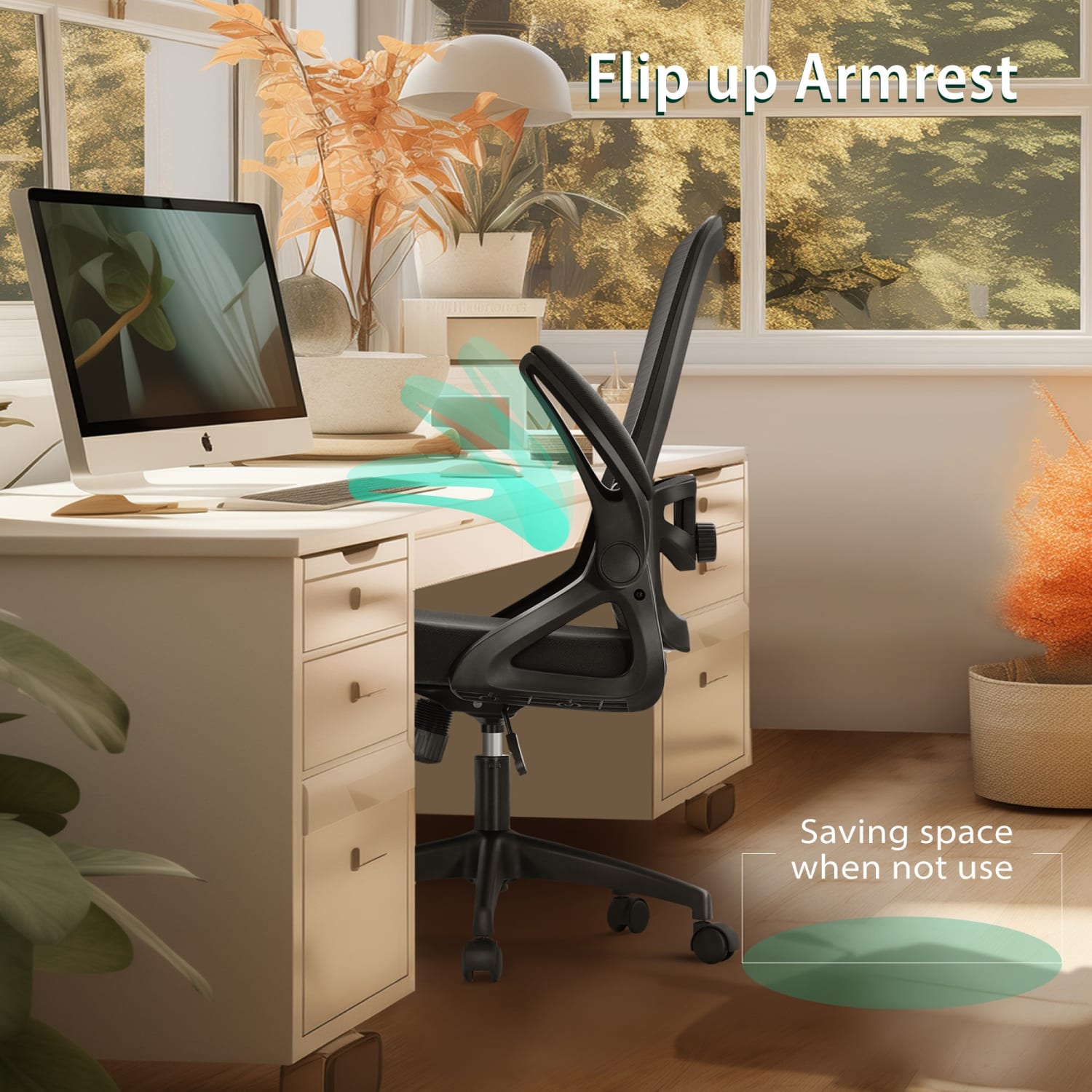 ALPHA HOME Ergonomic Mesh Mid Back Office Task Chair With Padded Armrests Black PopularChairscom