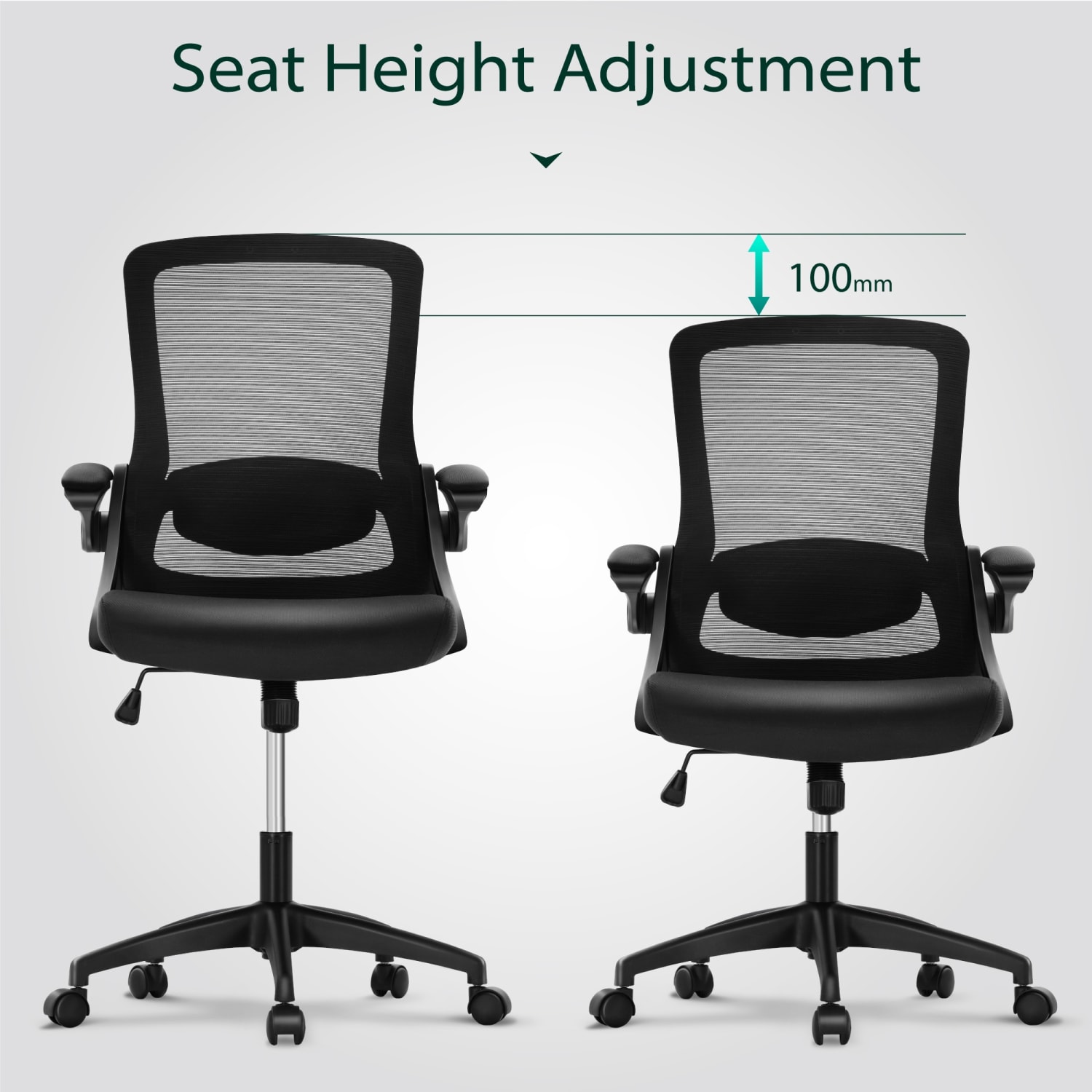 ALPHA HOME Ergonomic Mesh Mid Back Office Task Chair With Padded Armrests Black PopularChairscom