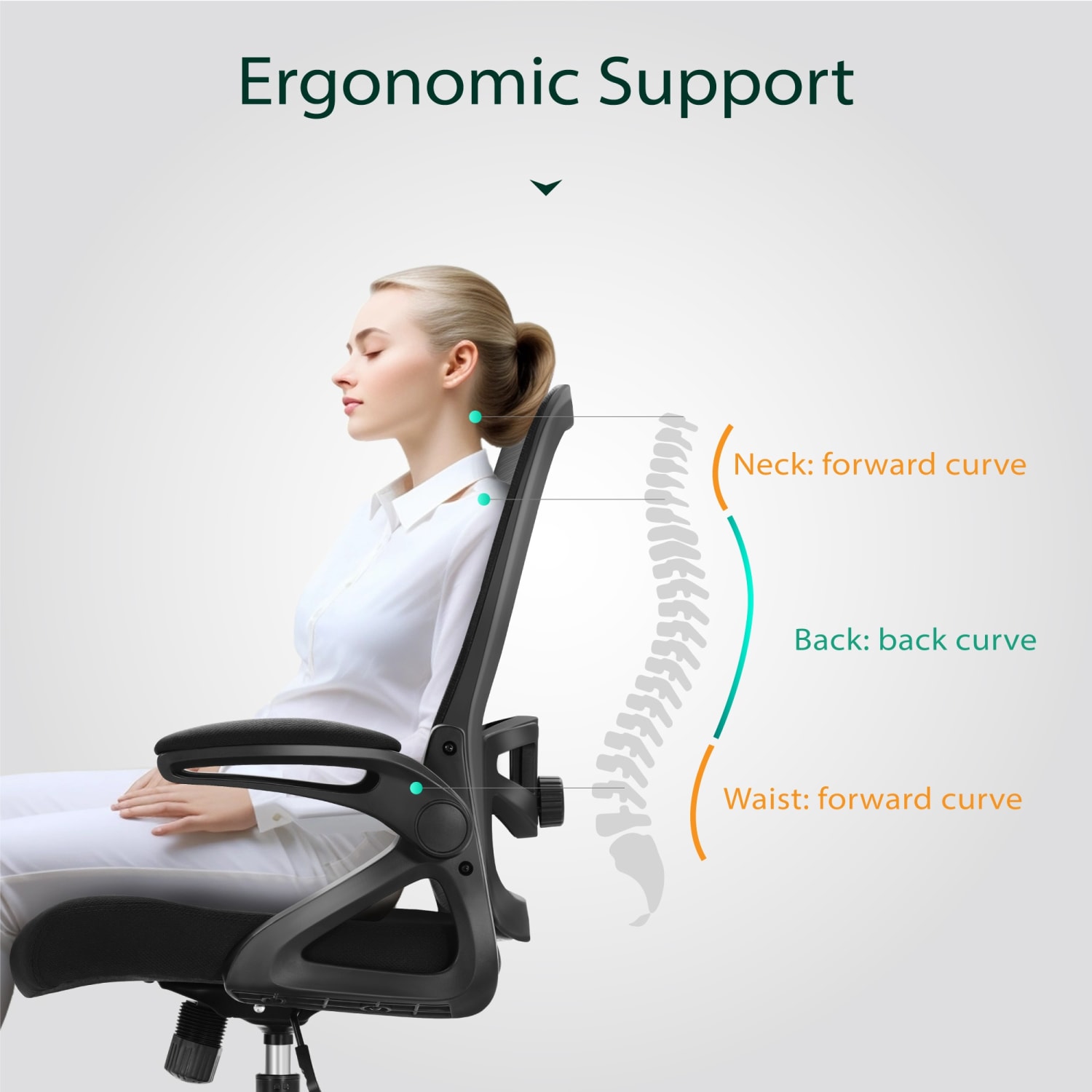 ALPHA HOME Ergonomic Mesh Mid Back Office Task Chair With Padded Armrests Black PopularChairscom